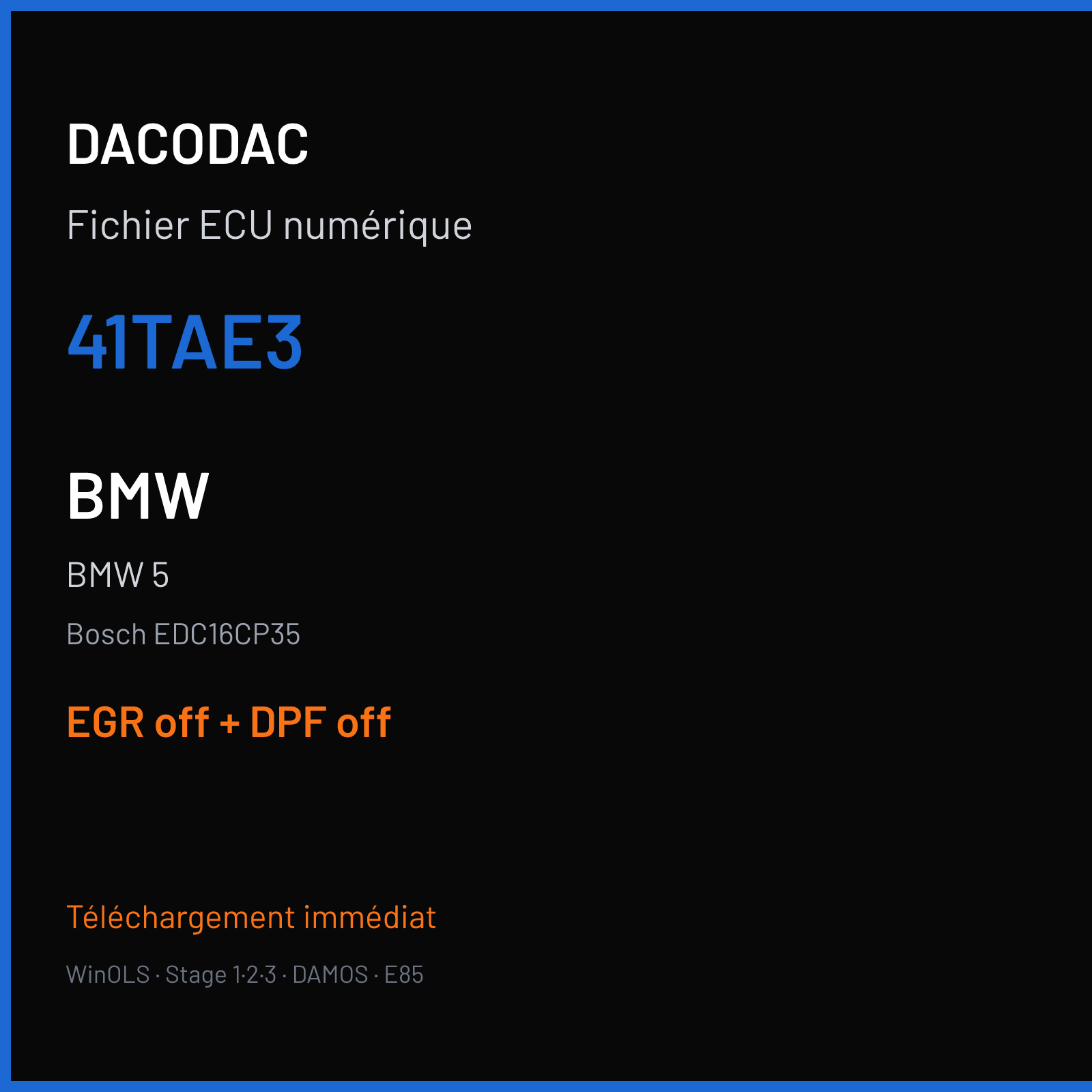BMW 5 (2008) — Bosch EDC16CP35 — 41TAE3 — EGR off + DPF off