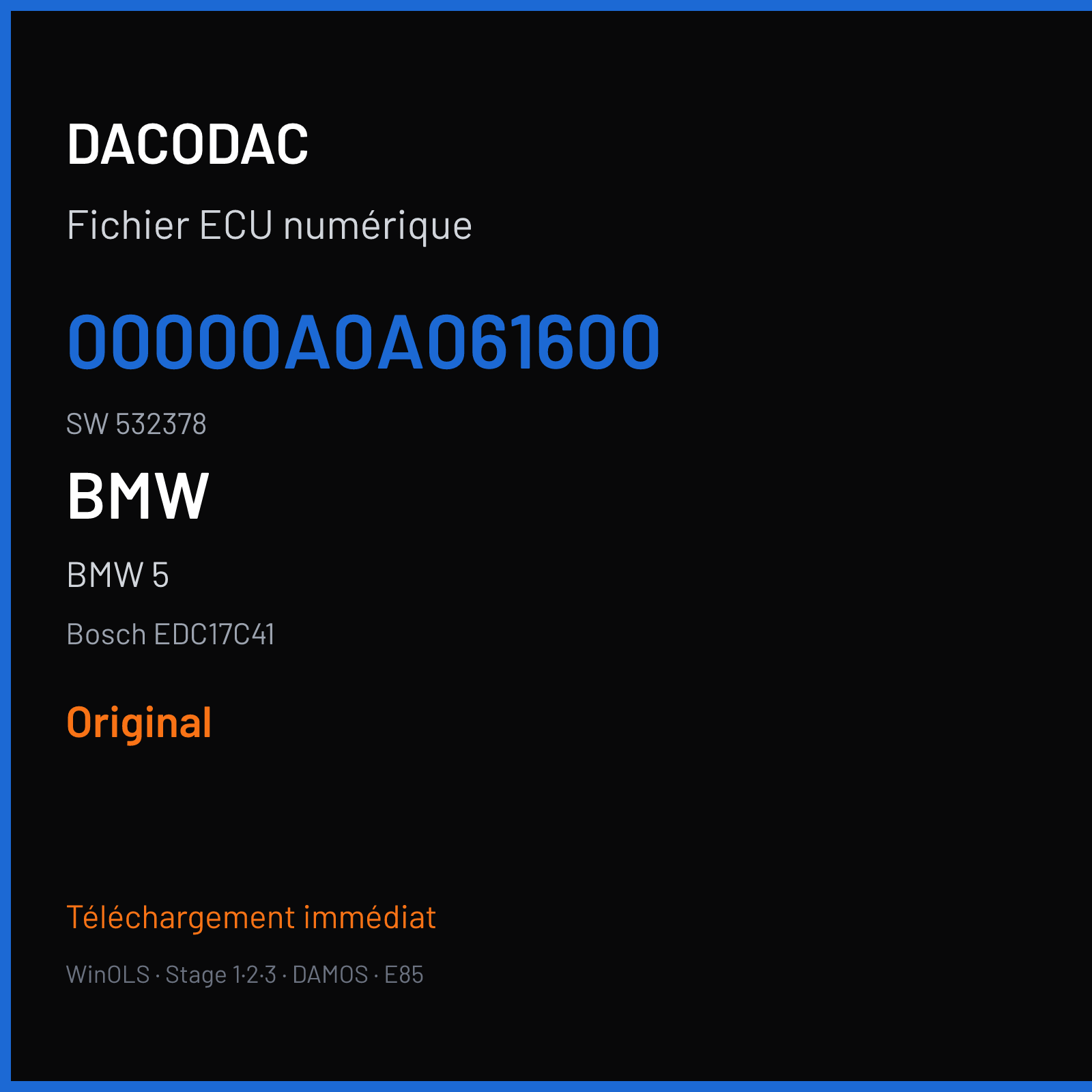 BMW 5 — Bosch EDC17C41 — 00000A0A061600 · 532378 — Original