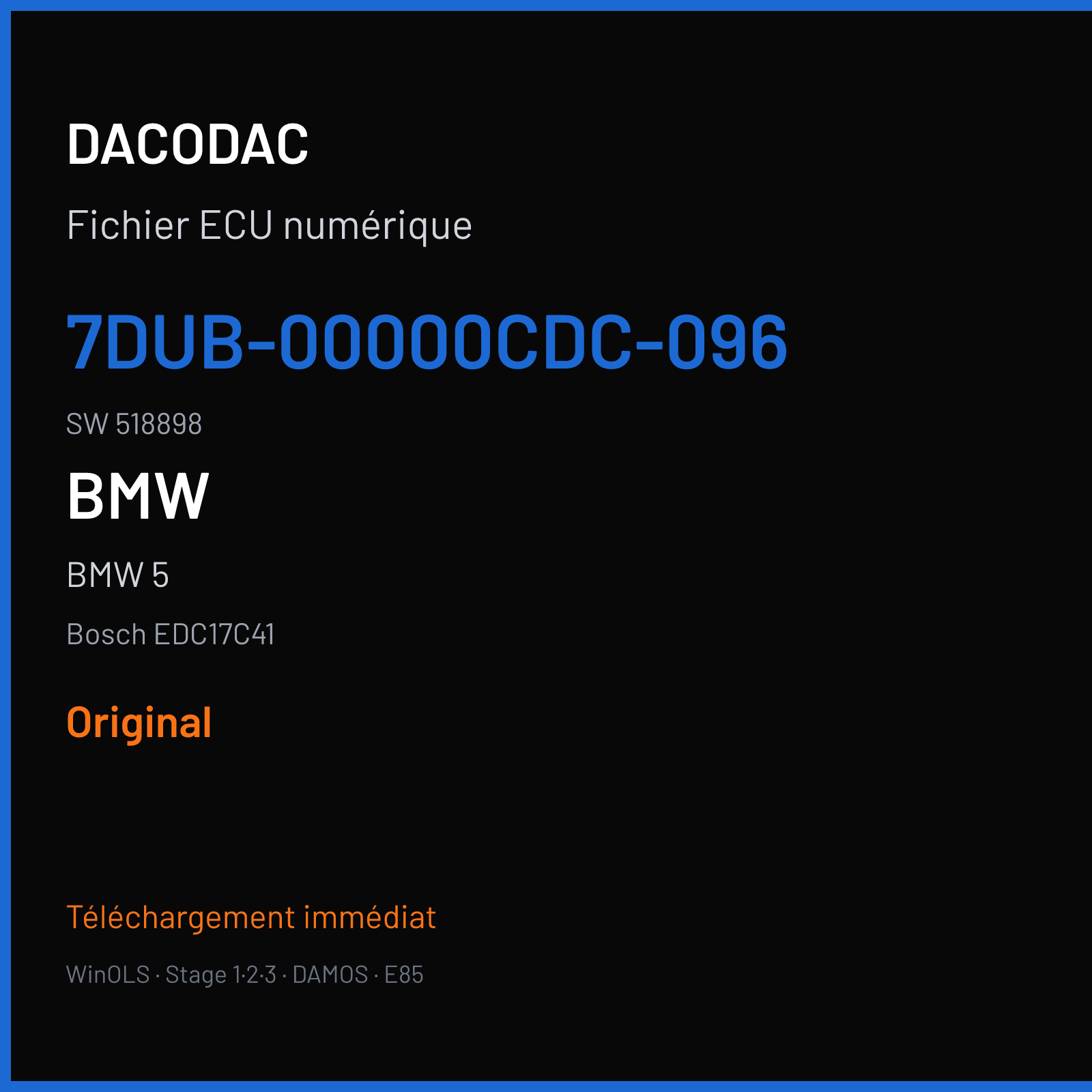 BMW 5 — Bosch EDC17C41 — 7DUB-00000CDC-096 · 518898 — Original