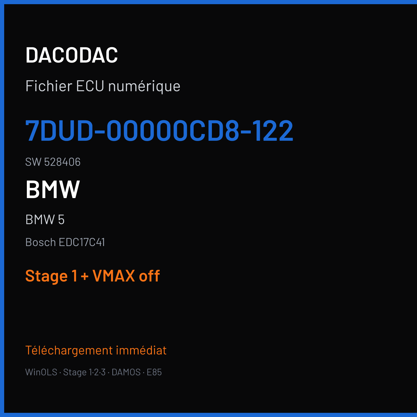 BMW 5 (2013) — Bosch EDC17C41 — 7DUD-00000CD8-122 · 528406 — Stage 1 + VMAX off