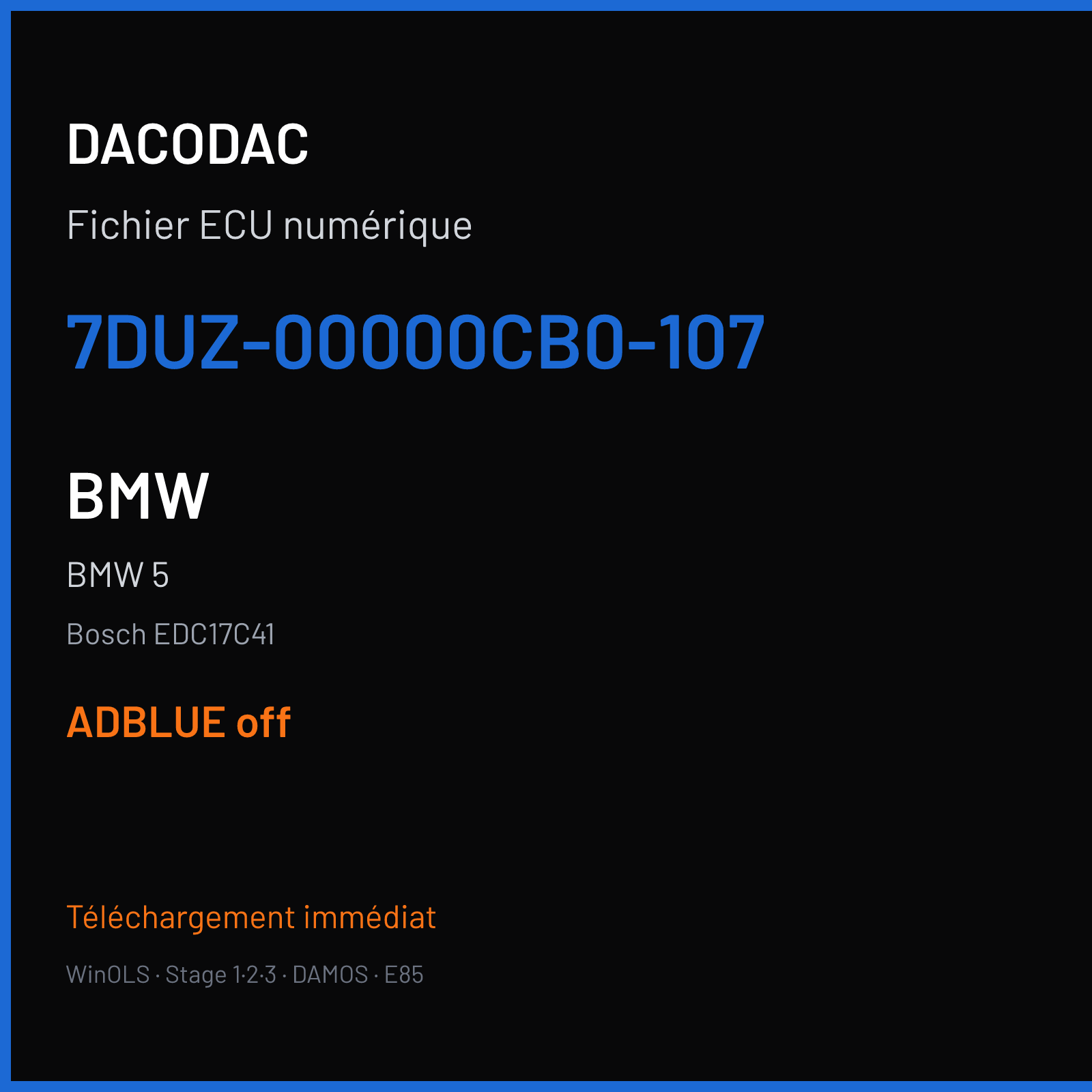 BMW 5 (2014) — Bosch EDC17C41 — 7DUZ-00000CB0-107 — ADBLUE off