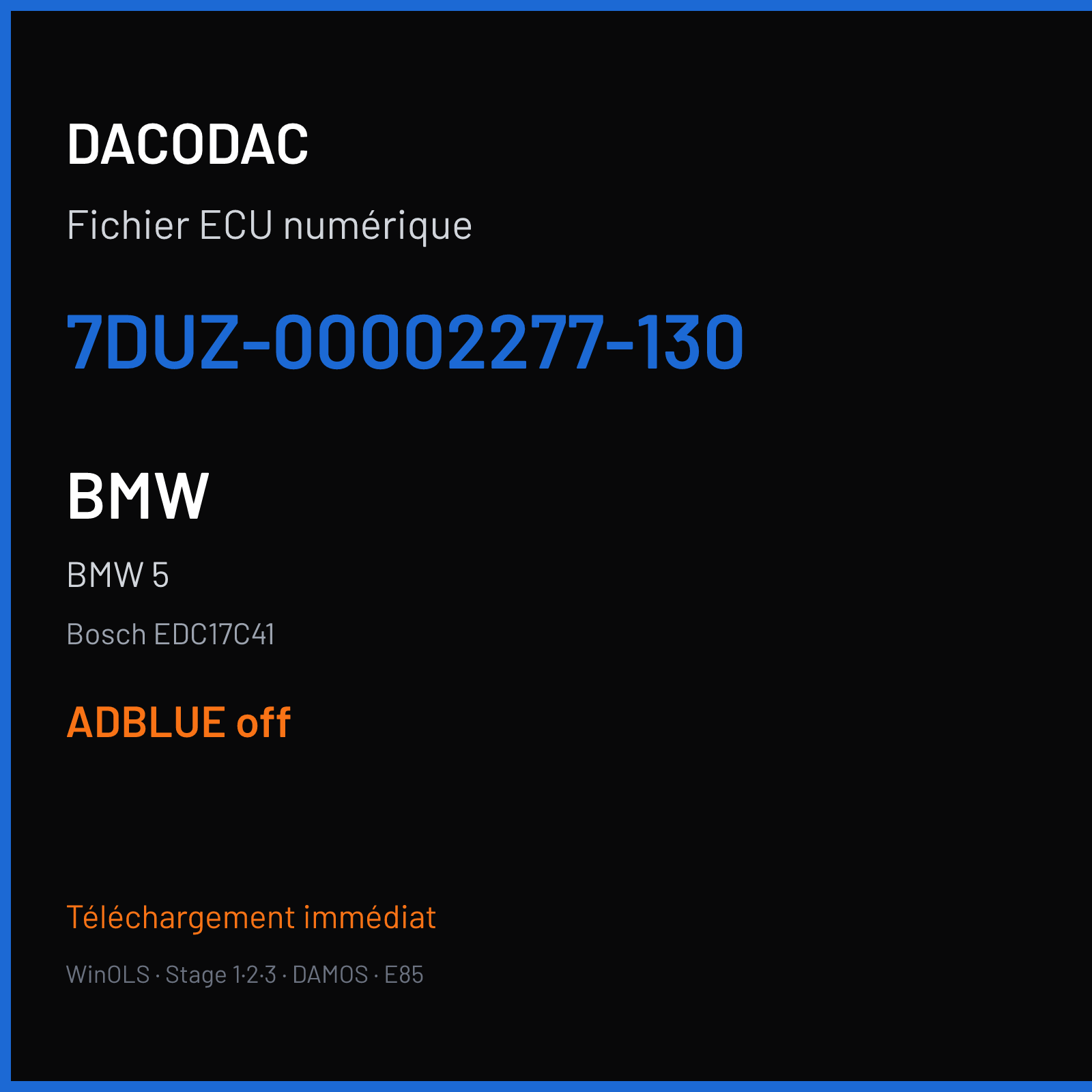 BMW 5 (2014) — Bosch EDC17C41 — 7DUZ-00002277-130 — ADBLUE off