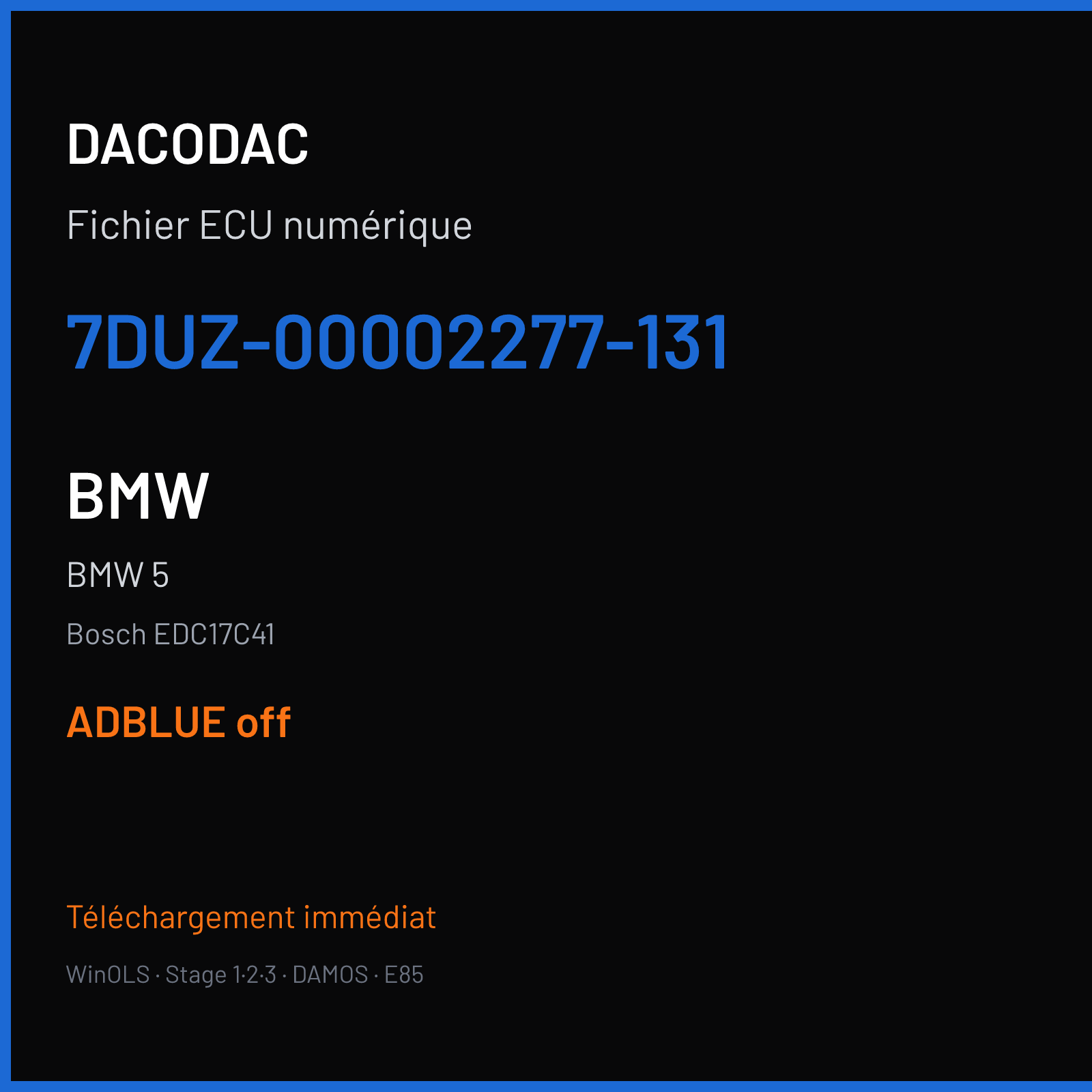 BMW 5 (2014) — Bosch EDC17C41 — 7DUZ-00002277-131 — ADBLUE off