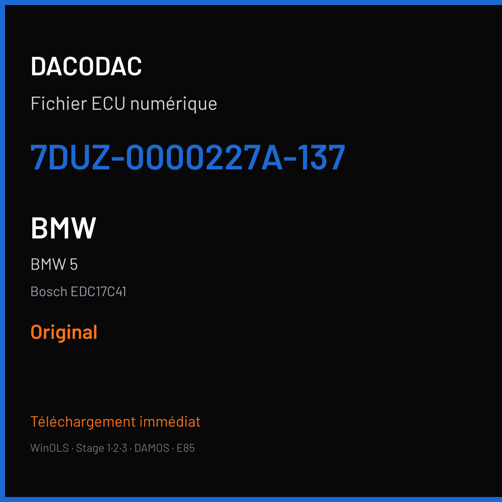 BMW 5 (2014) — Bosch EDC17C41 — 7DUZ-0000227A-137 — Original