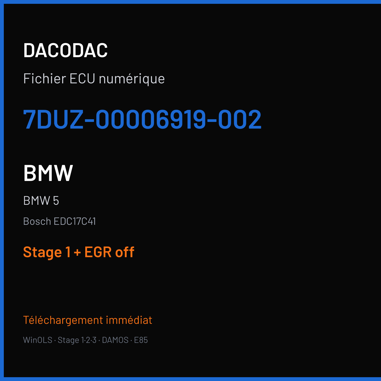 BMW 5 (2013) — Bosch EDC17C41 — 7DUZ-00006919-002 — Stage 1 + EGR off
