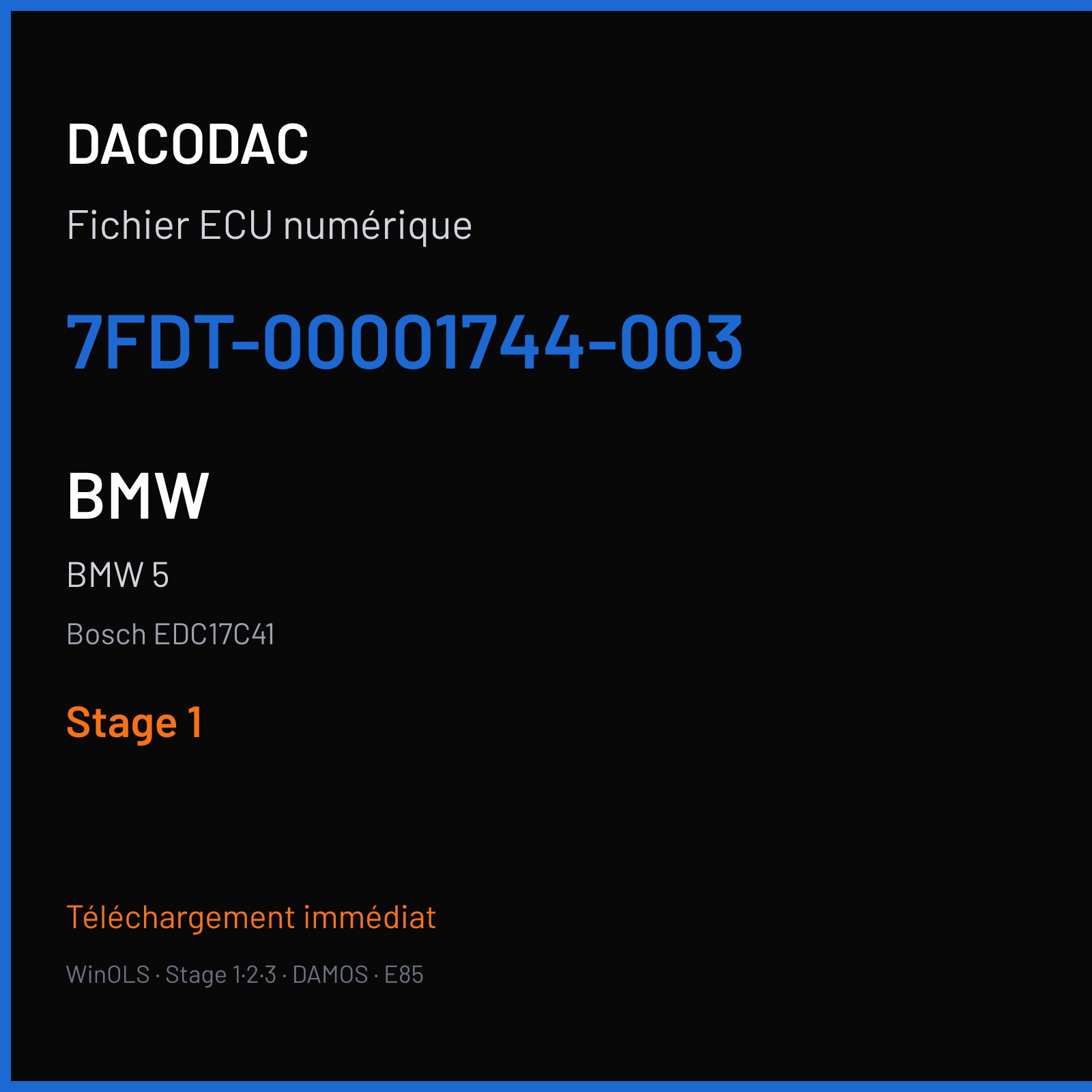 BMW 5 (2014) — Bosch EDC17C41 — 7FDT-00001744-003 — Stage 1