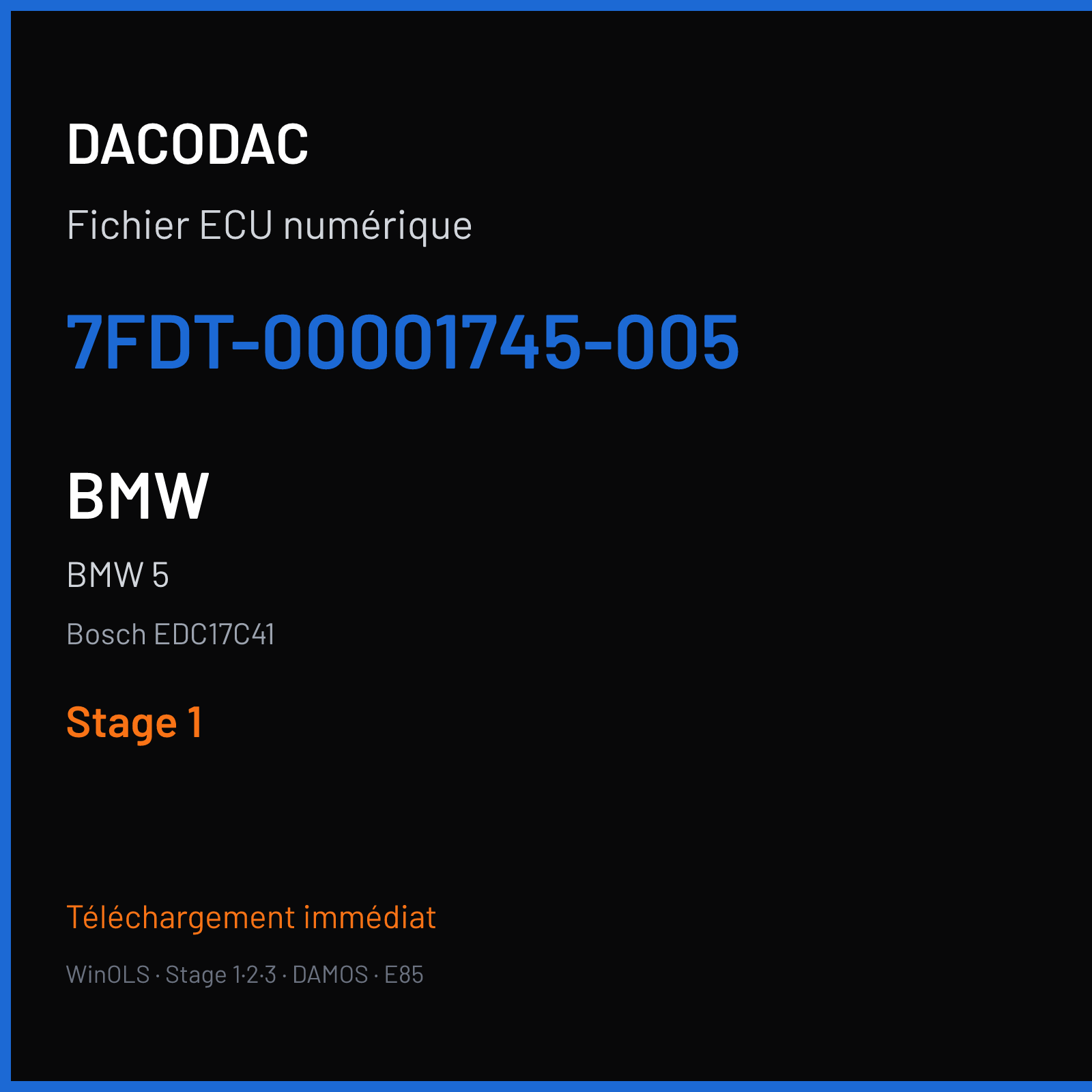 BMW 5 (2014) — Bosch EDC17C41 — 7FDT-00001745-005 — Stage 1