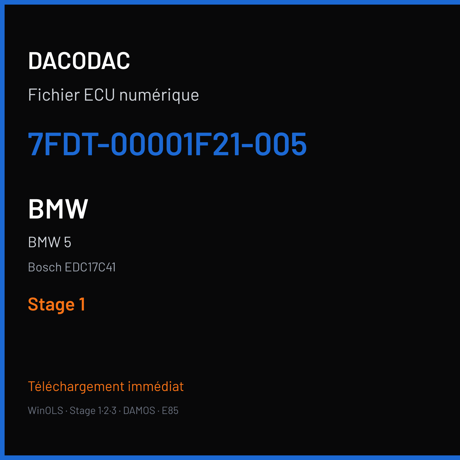 BMW 5 (2014) — Bosch EDC17C41 — 7FDT-00001F21-005 — Stage 1