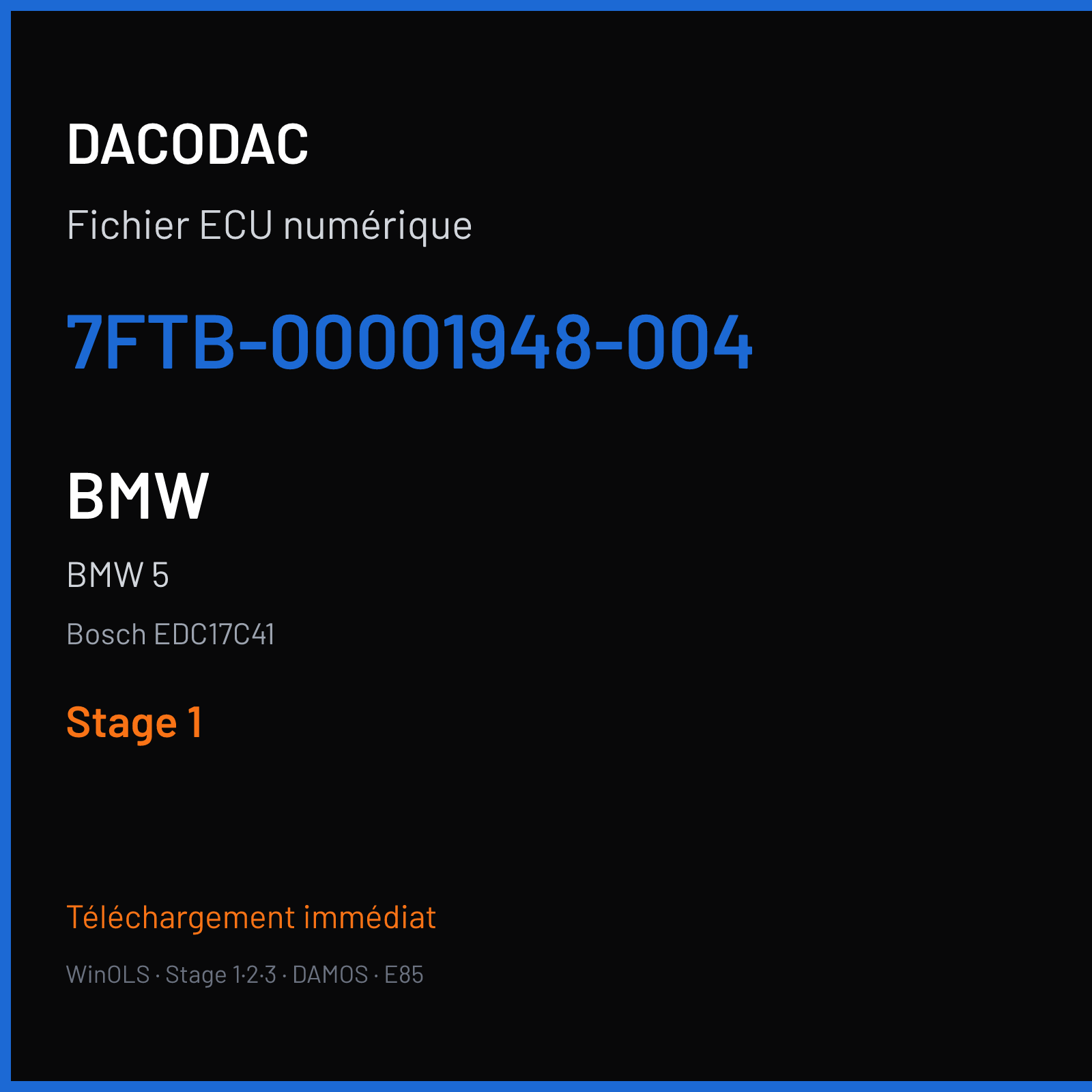 BMW 5 (2014) — Bosch EDC17C41 — 7FTB-00001948-004 — Stage 1