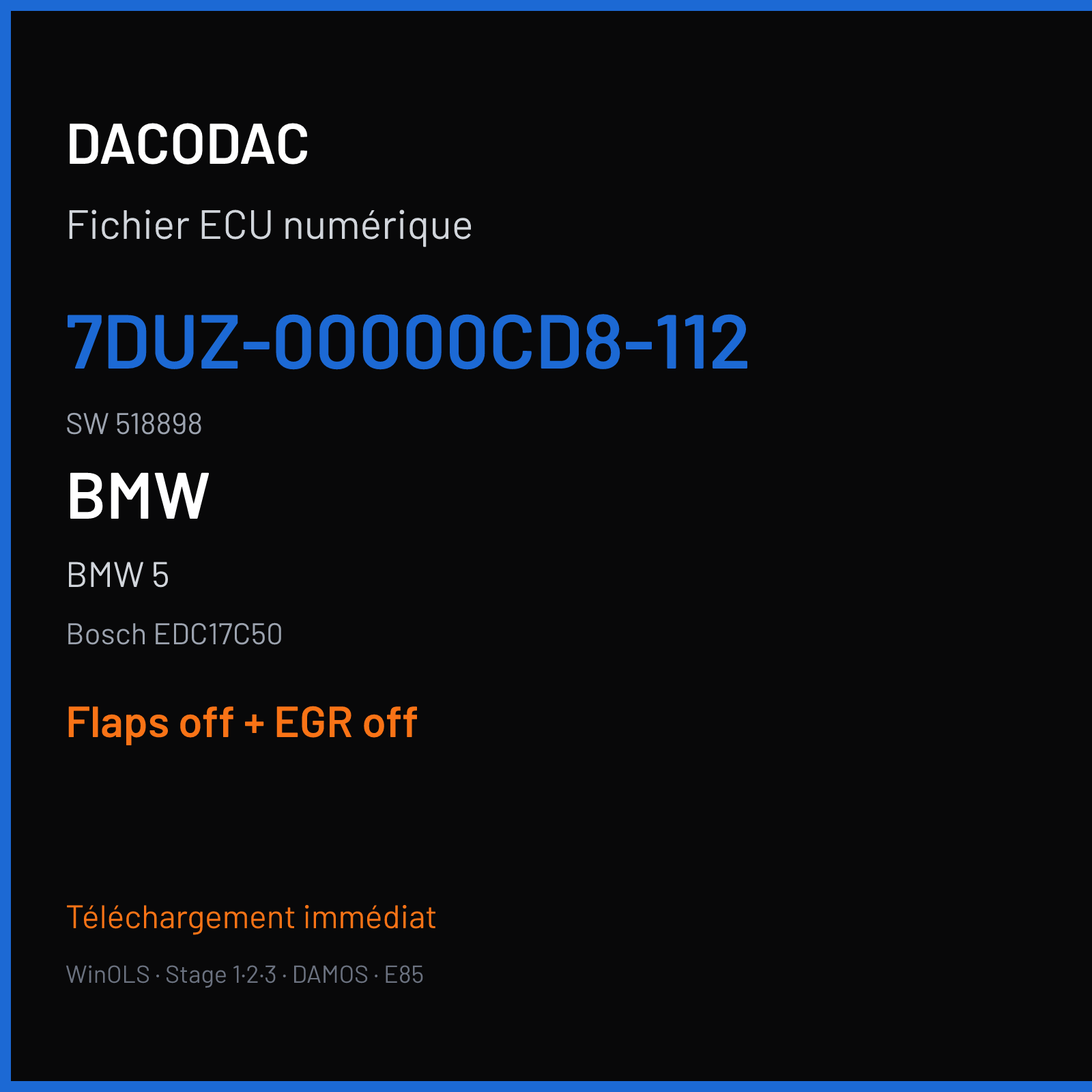 BMW 5 (2012) — Bosch EDC17C50 — 7DUZ-00000CD8-112 · 518898 — Flaps off + EGR off