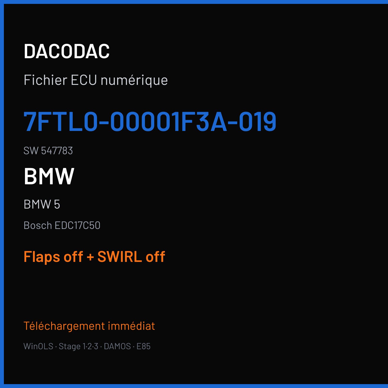 BMW 5 (2015) — Bosch EDC17C50 — 7FTL0-00001F3A-019 · 547783 — Flaps off + SWIRL off