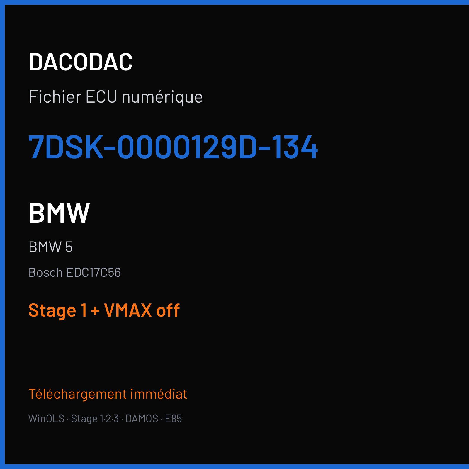 BMW 5 (2011) — Bosch EDC17C56 — 7DSK-0000129D-134 — Stage 1 + VMAX off