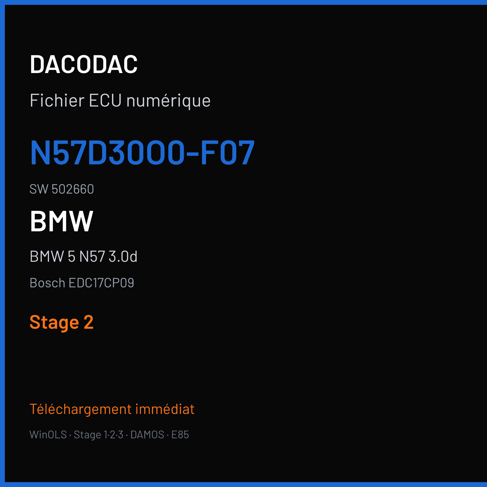 BMW 5 N57 3.0d (2015) — Bosch EDC17CP09 — N57D30O0-F07 · 502660 — Stage 2