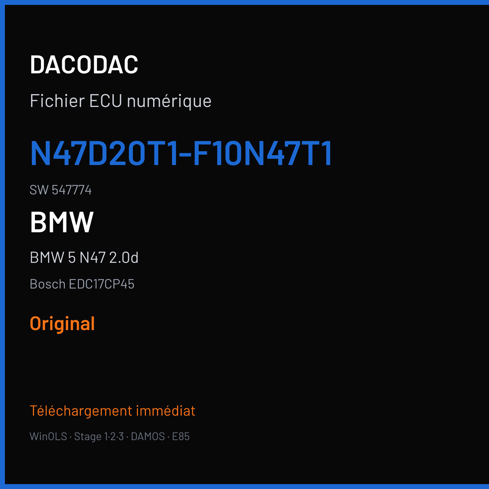 BMW 5 N47 2.0d (2016) — Bosch EDC17CP45 — N47D20T1-F10N47T1 · 547774 — Original