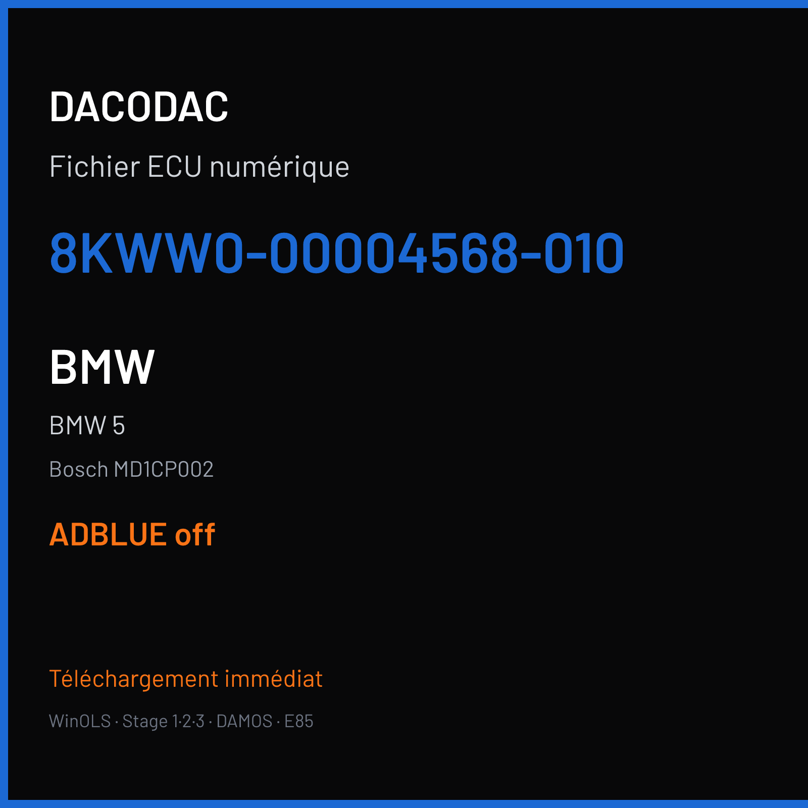 BMW 5 (2019) — Bosch MD1CP002 — 8KWW0-00004568-010 — ADBLUE off