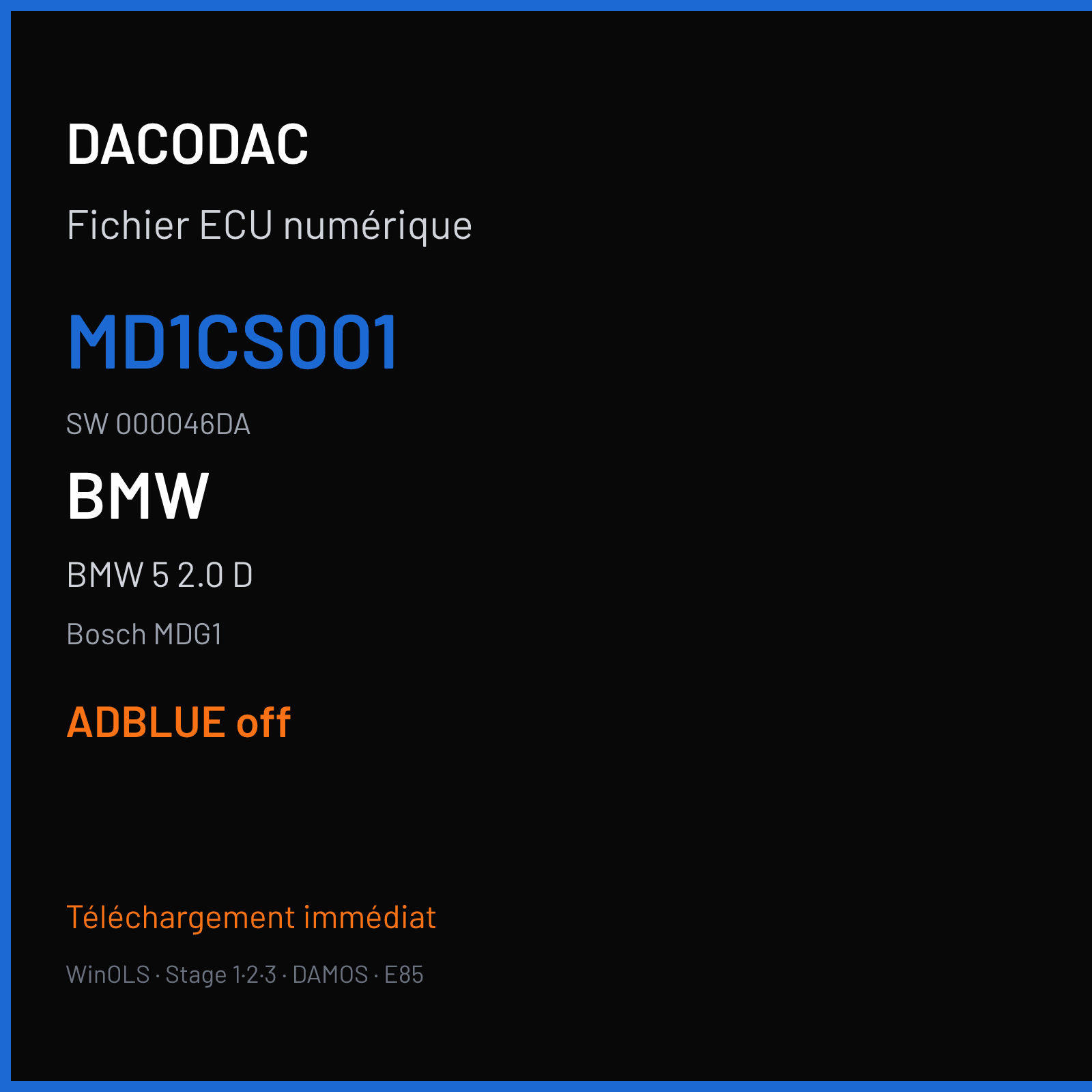 BMW 5 2.0 D (2018) — Bosch MDG1 — MD1CS001 · 000046DA — ADBLUE off