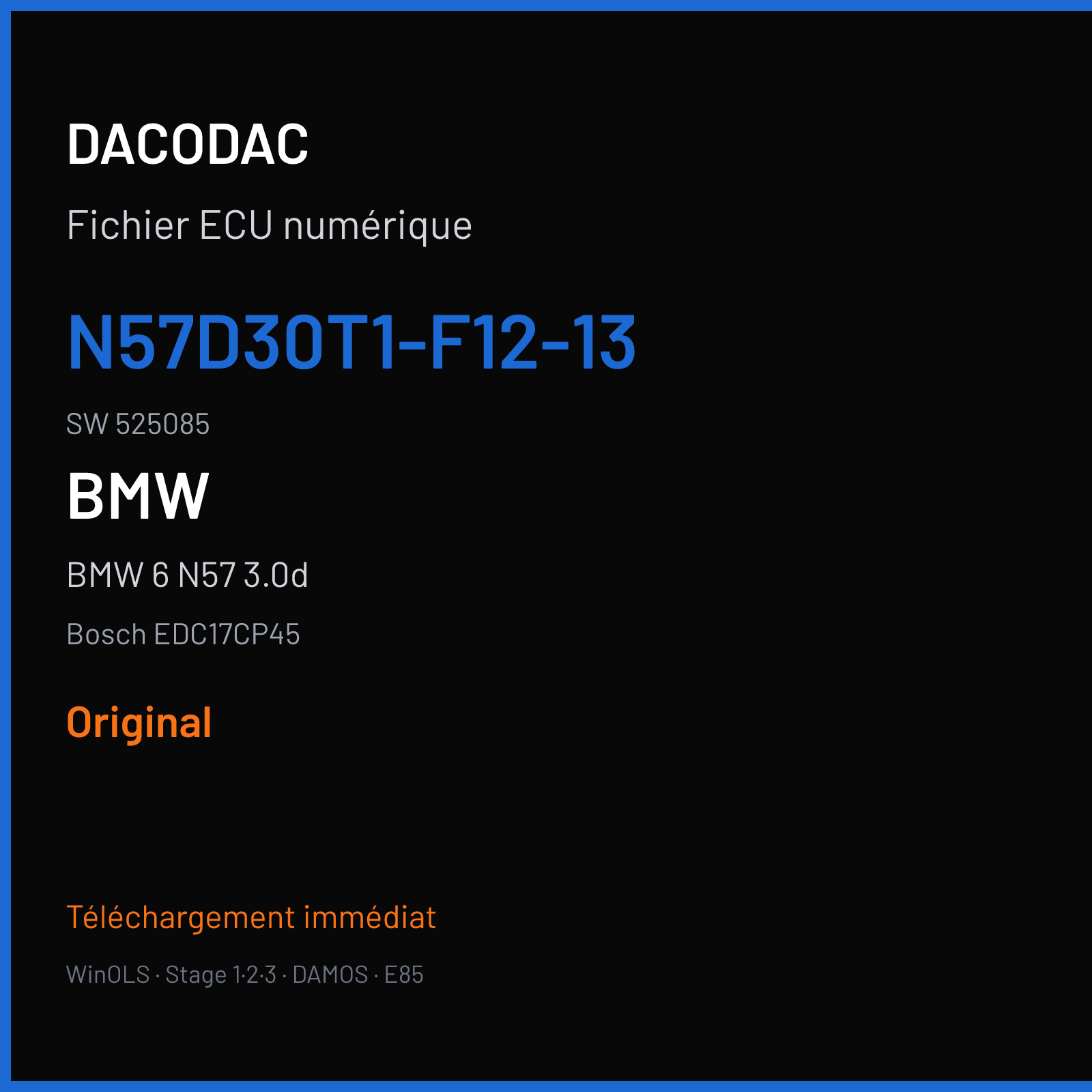 BMW 6 N57 3.0d — Bosch EDC17CP45 — N57D30T1-F12-13 · 525085 — Original