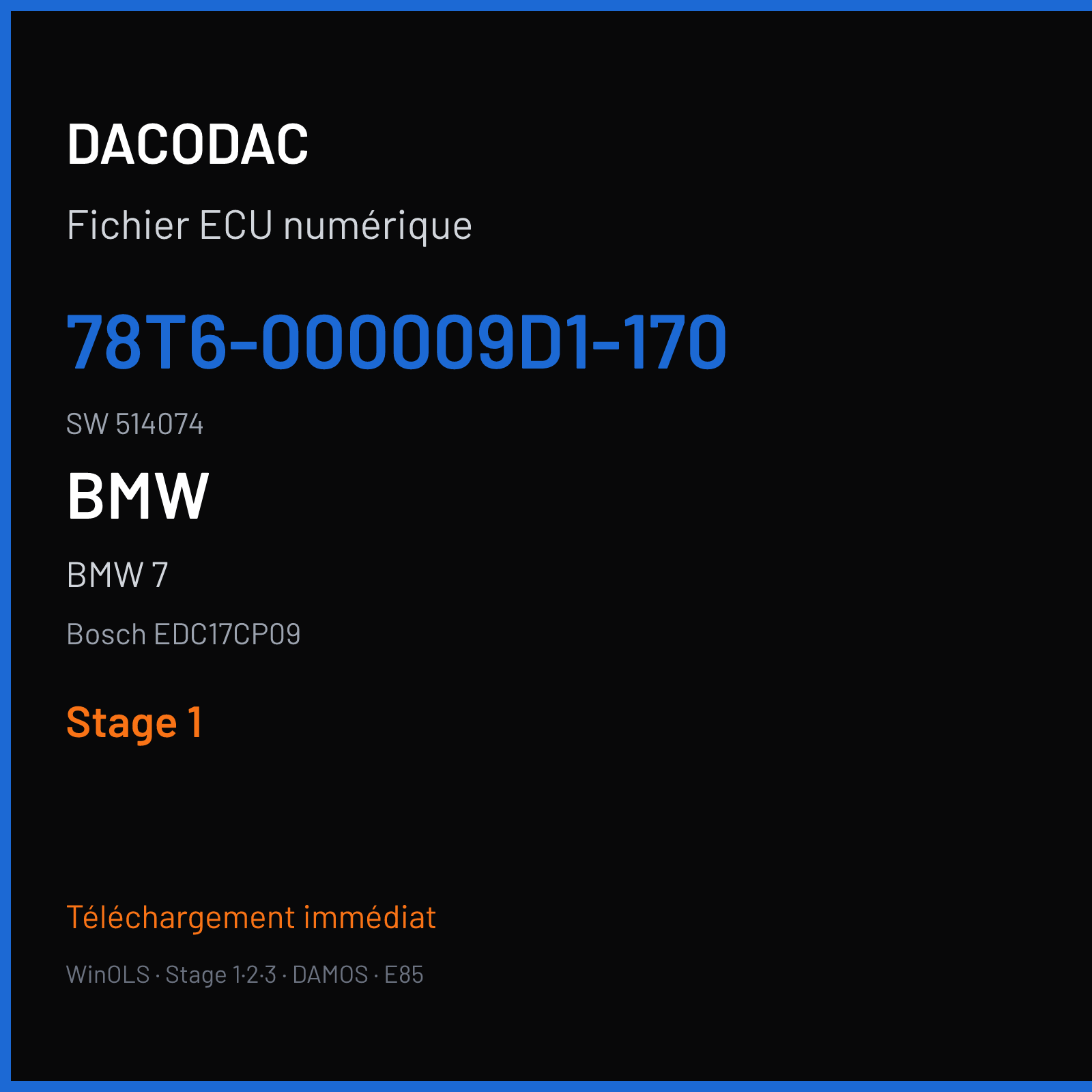 BMW 7 (2012) — Bosch EDC17CP09 — 78T6-000009D1-170 · 514074 — Stage 1