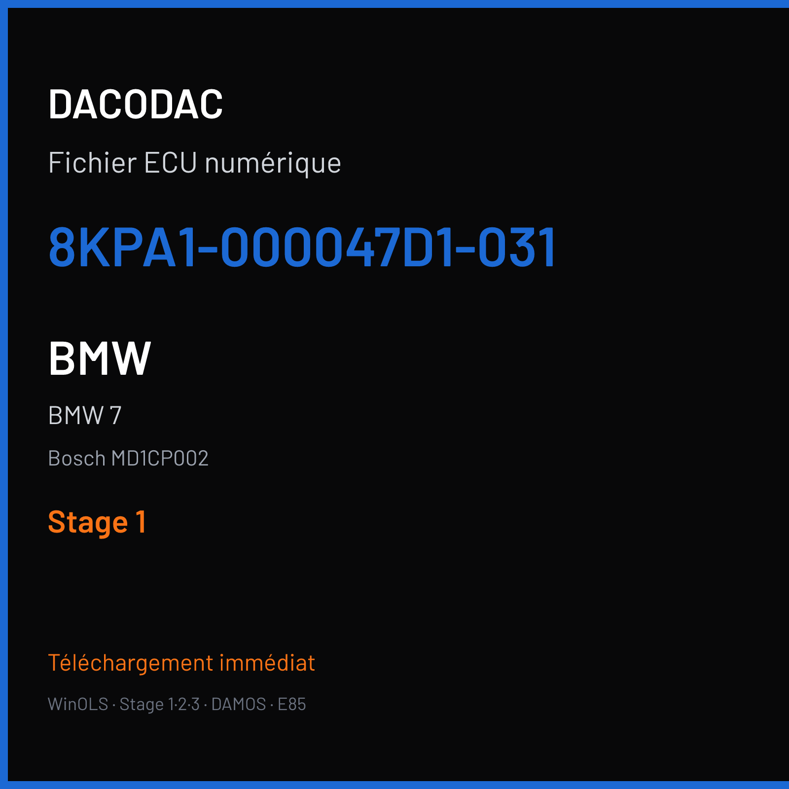 BMW 7 (2019) — Bosch MD1CP002 — 8KPA1-000047D1-031 — Stage 1