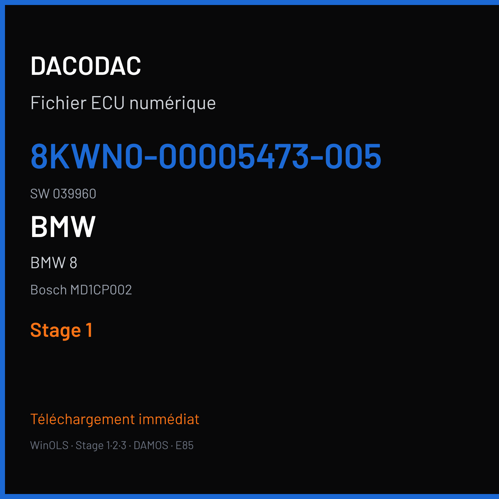 BMW 8 (2019) — Bosch MD1CP002 — 8KWN0-00005473-005 · 039960 — Stage 1