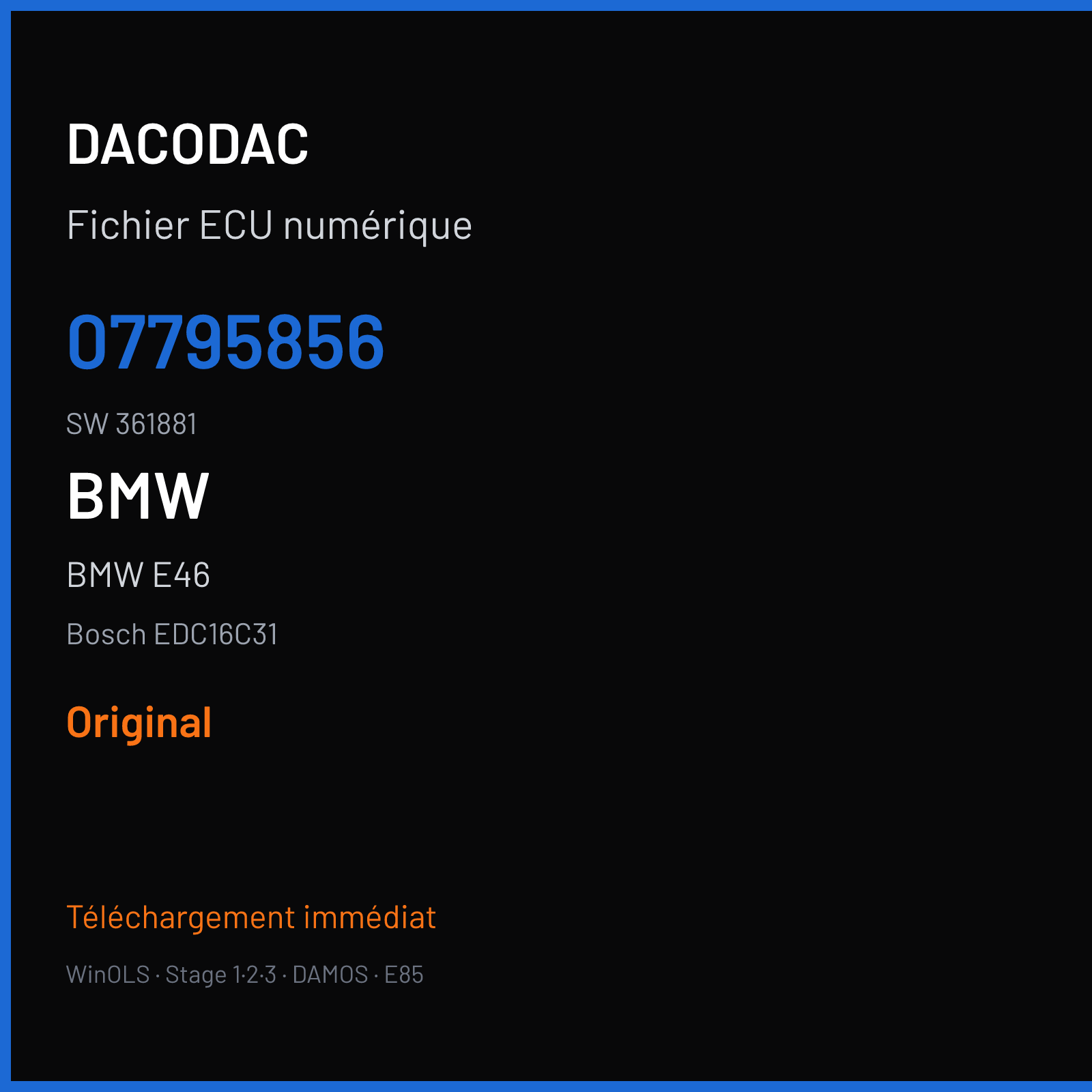 BMW E46 (2004) — Bosch EDC16C31 — 07795856 · 361881 — Original
