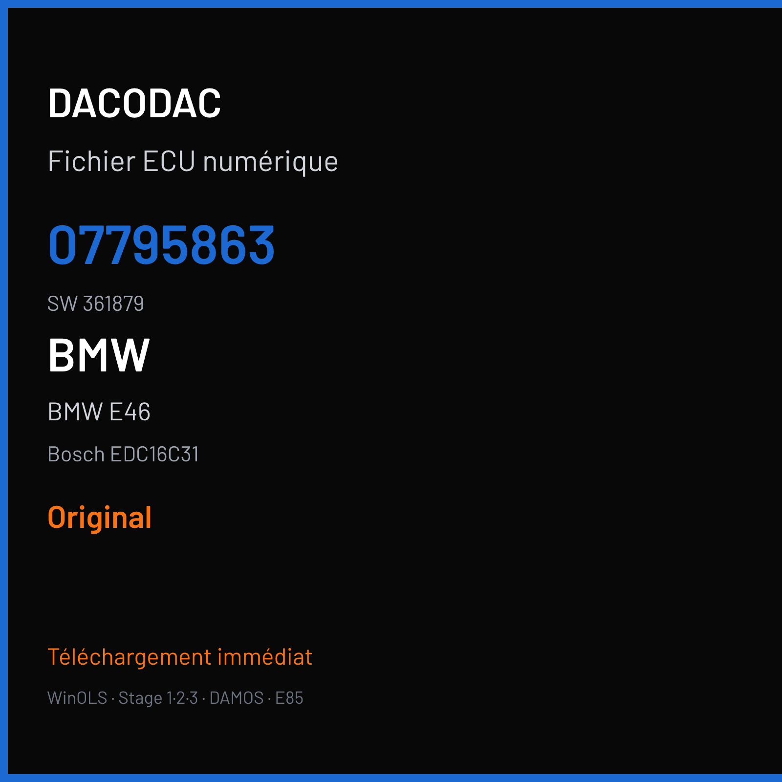BMW E46 (2004) — Bosch EDC16C31 — 07795863 · 361879 — Original