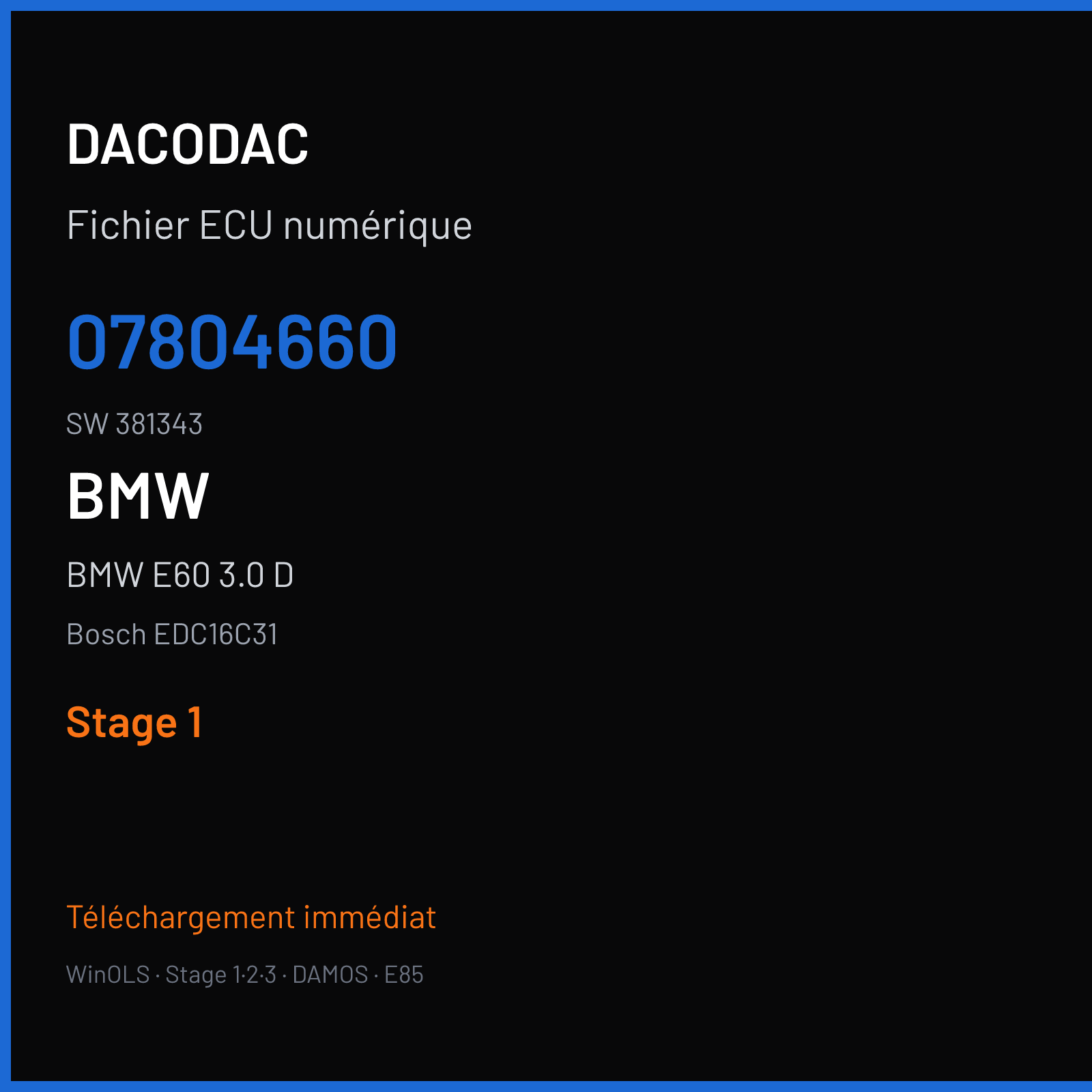 BMW E60 3.0 D (2006) — Bosch EDC16C31 — 07804660 · 381343 — Stage 1