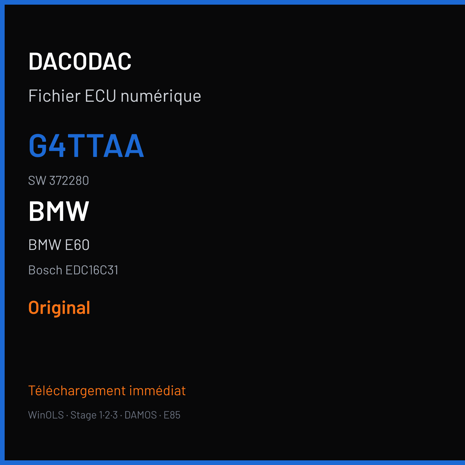 BMW E60 (2007) — Bosch EDC16C31 — G4TTAA · 372280 — Original