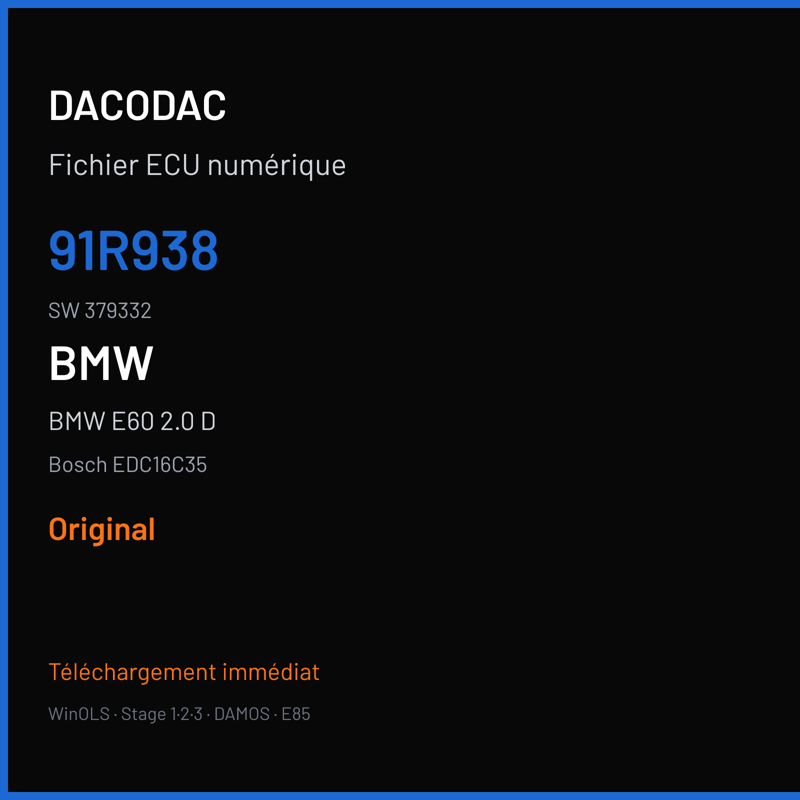 BMW E60 2.0 D (2006) — Bosch EDC16C35 — 91R938 · 379332 — Original