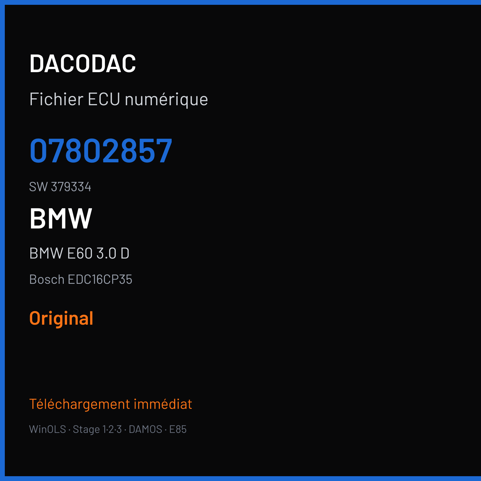BMW E60 3.0 D (2007) — Bosch EDC16CP35 — 07802857 · 379334 — Original