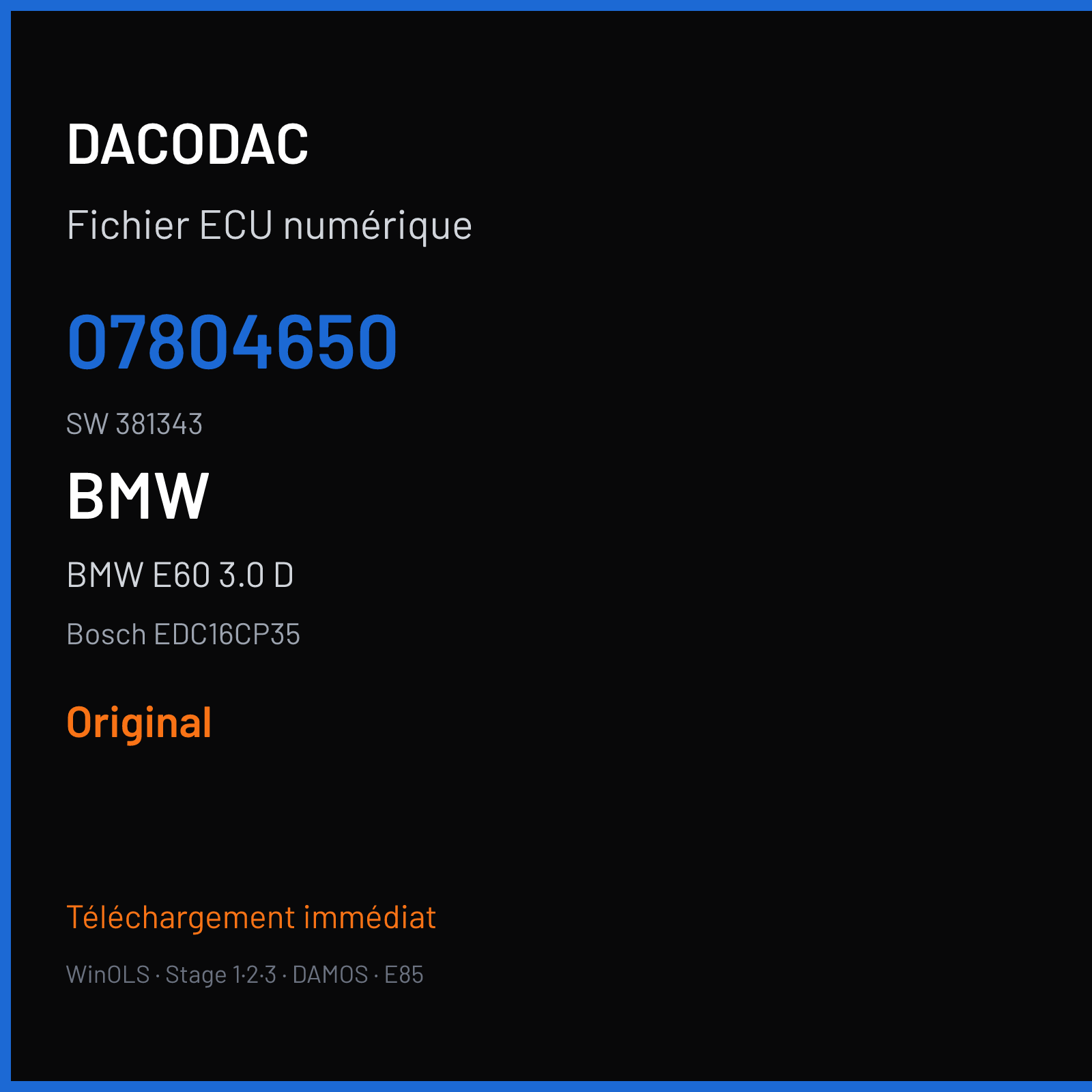 BMW E60 3.0 D (2007) — Bosch EDC16CP35 — 07804650 · 381343 — Original