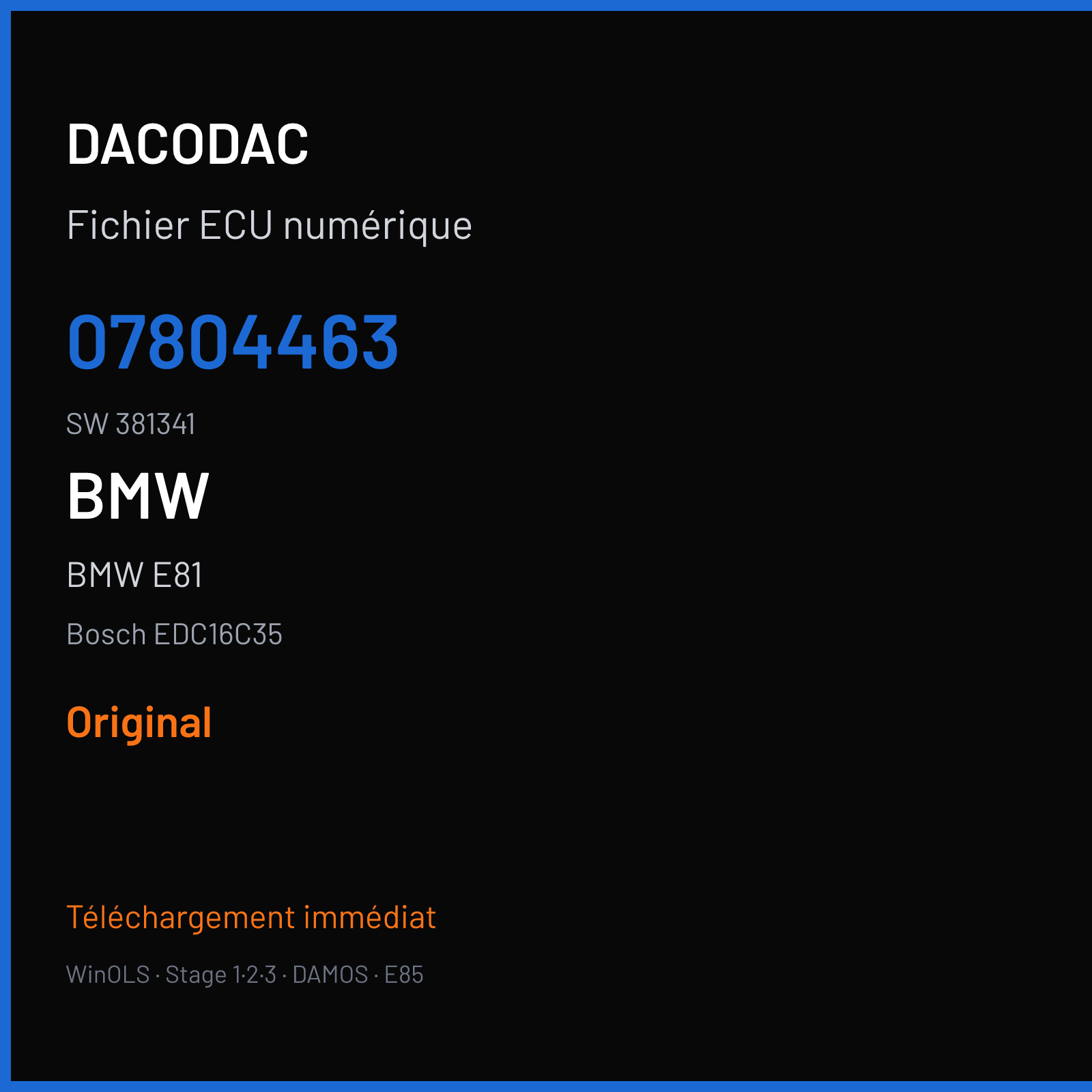 BMW E81 (2005) — Bosch EDC16C35 — 07804463 · 381341 — Original