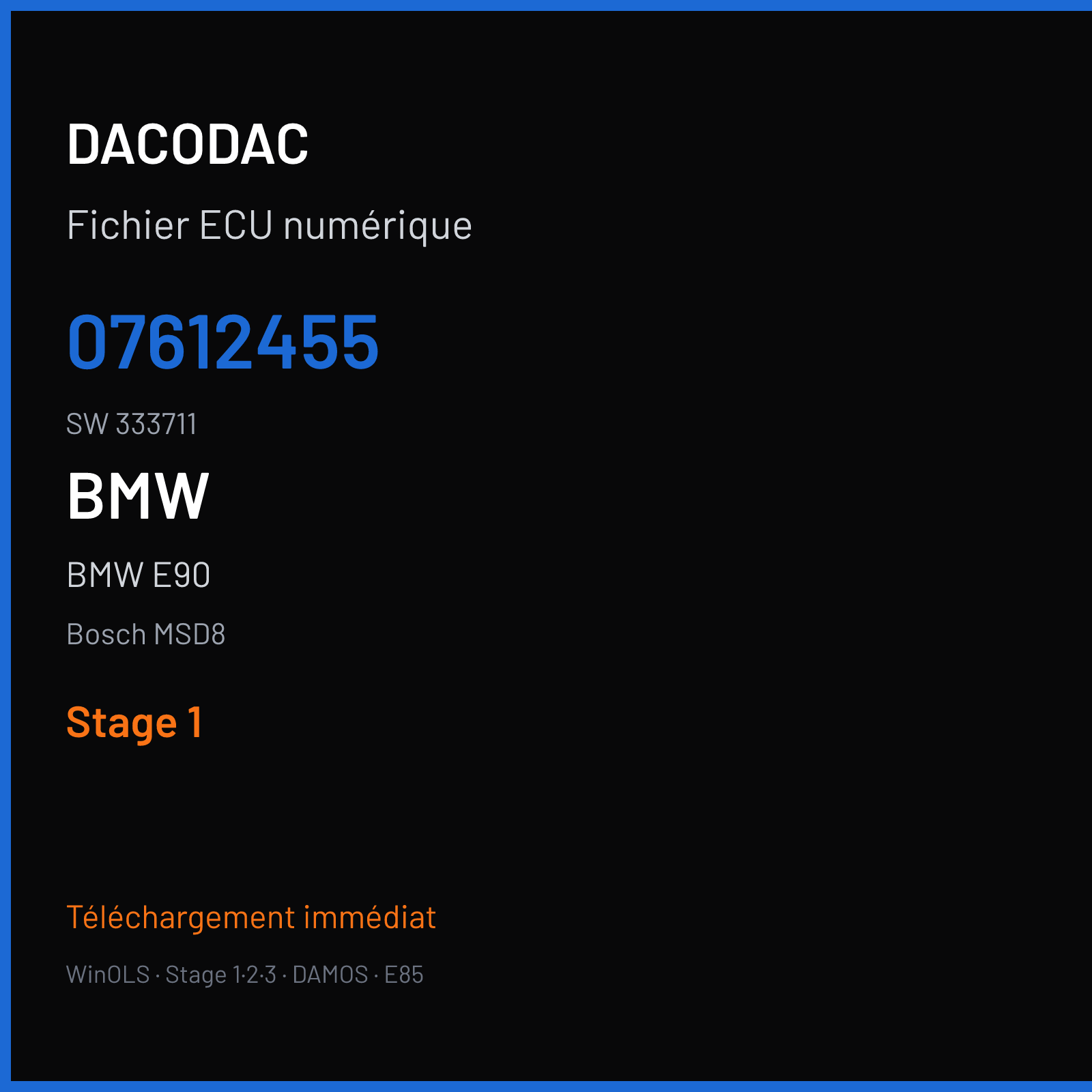 BMW E90 (2010) — Bosch MSD8 — 07612455 · 333711 — Stage 1