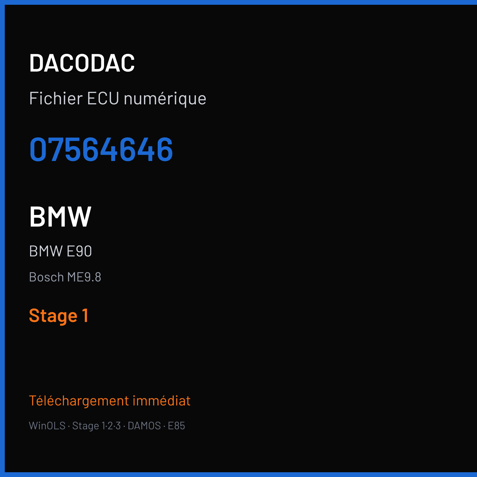 BMW E90 (2007) — Bosch ME9.8 — 07564646 — Stage 1