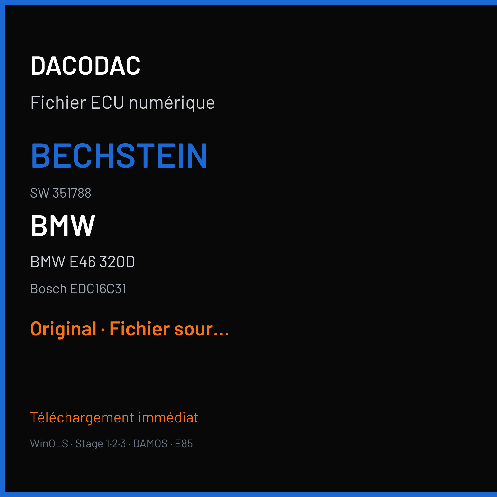 BMW E46 320D (2002) — Bosch EDC16C31 — Bechstein · 351788 — Original