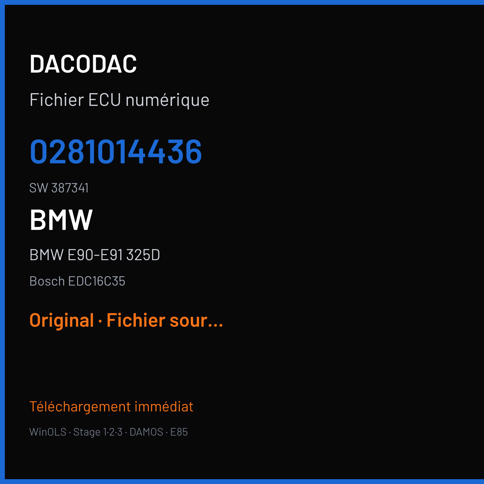 BMW E90-E91 325D — Bosch EDC16C35 — 0281014436 · 387341 — Original
