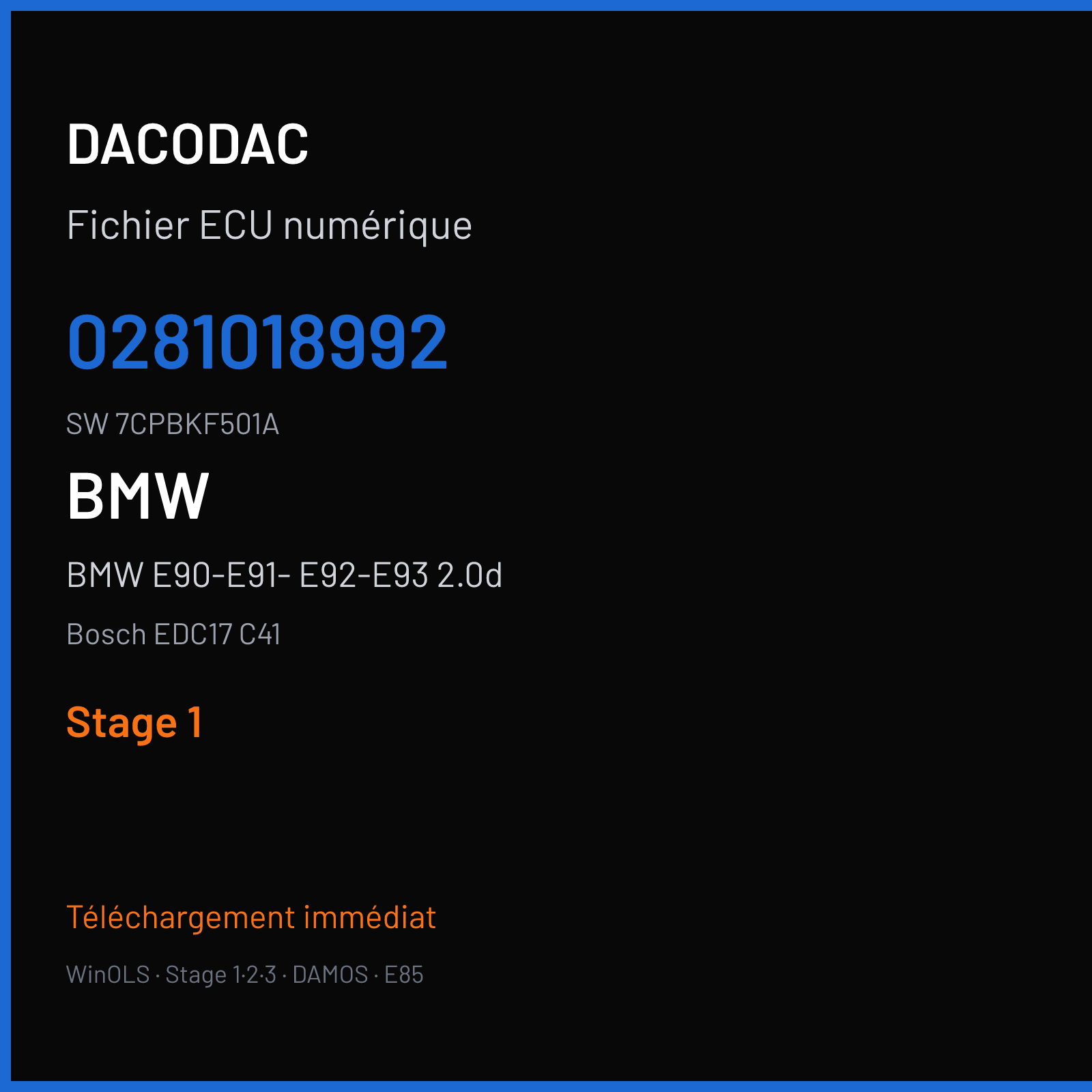 BMW E90-E91- E92-E93 2.0d 163 ch (2010) — Bosch EDC17 C41 — 0281018992 · 7CPBKF501A · 522660 — Stage 1