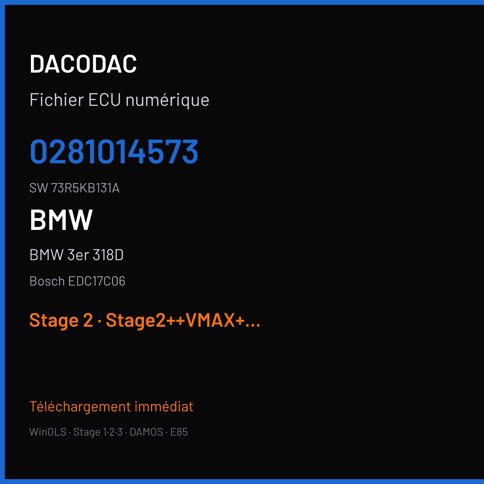 BMW 3er 318D 143 ch (2008) — Bosch EDC17C06 — 0281014573 · 73R5KB131A · 396567 — Stage 2