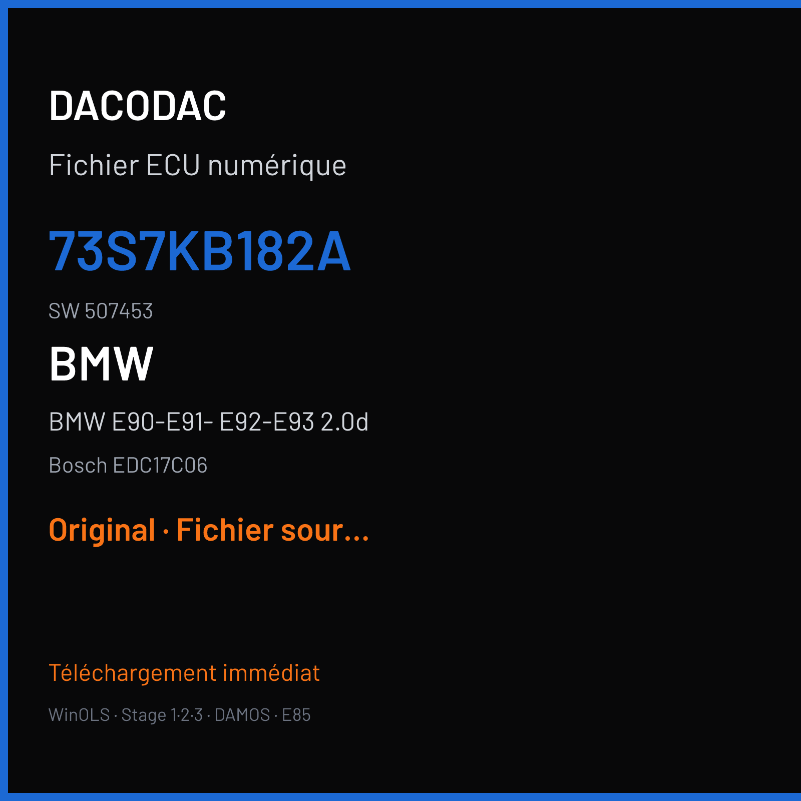 BMW E90-E91- E92-E93 2.0d — Bosch EDC17C06 — 73S7KB182A · 507453 — Original