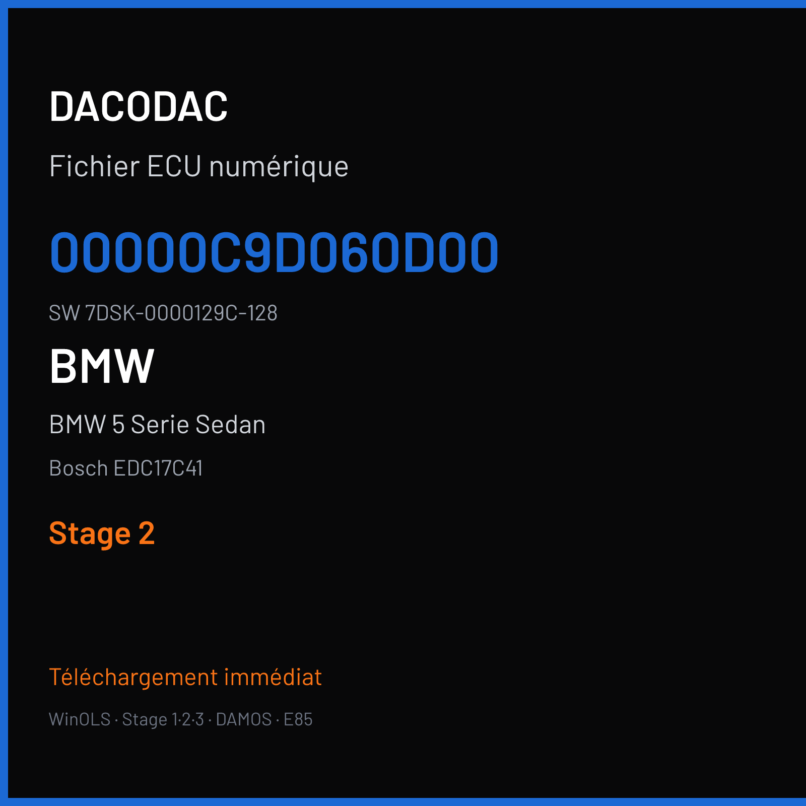 BMW 5 Serie Sedan 258 ch (2012) — Bosch EDC17C41 — 00000C9D060D00 · 7DSK-0000129C-128 · 518653 — Stage 2