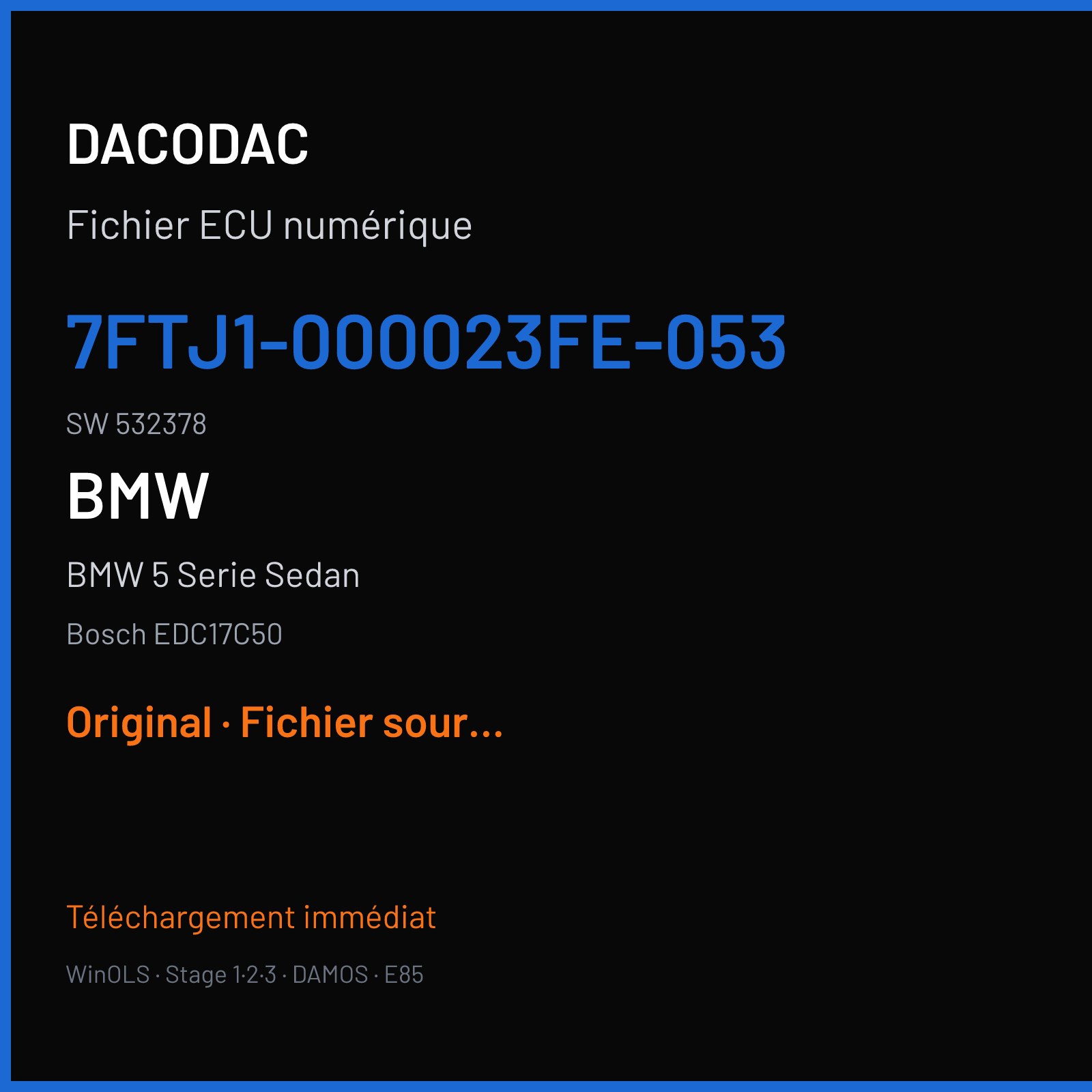 BMW 5 Serie Sedan (2012) — Bosch EDC17C50 — 7FTJ1-000023FE-053 · 532378 — Original