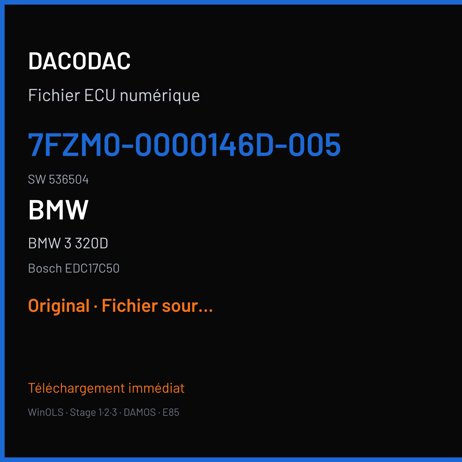 BMW 3 320D (2014) — Bosch EDC17C50 — 7FZM0-0000146D-005 · 536504 — Original