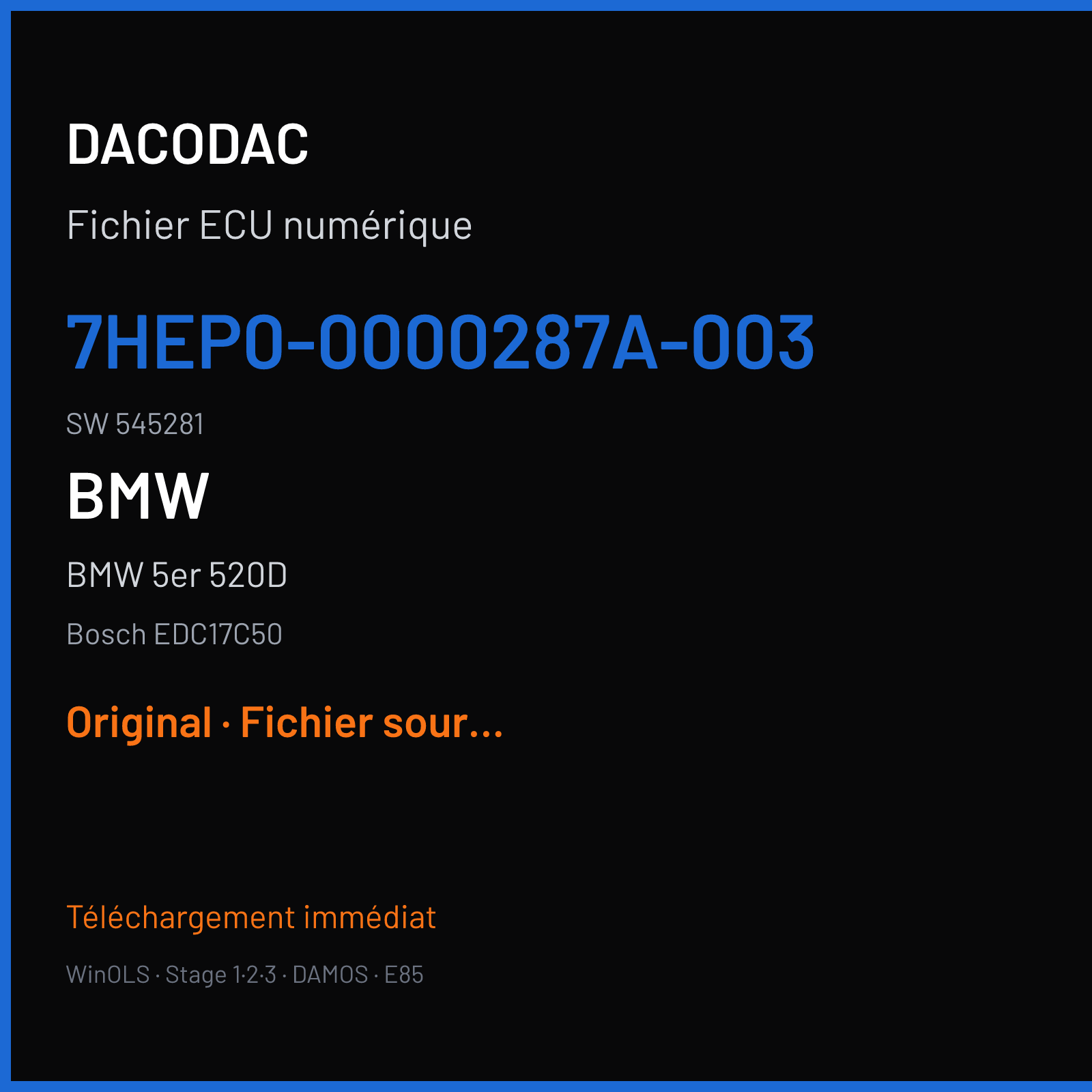 BMW 5er 520D (2015) — Bosch EDC17C50 — 7HEP0-0000287A-003 · 545281 — Original