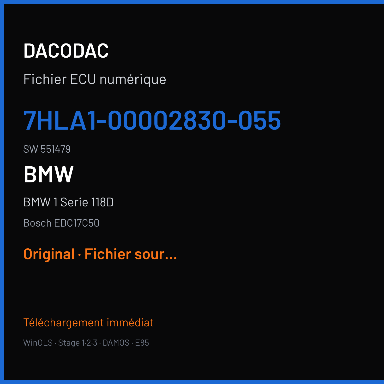 BMW 1 Serie 118D (2017) — Bosch EDC17C50 — 7HLA1-00002830-055 · 551479 — Original