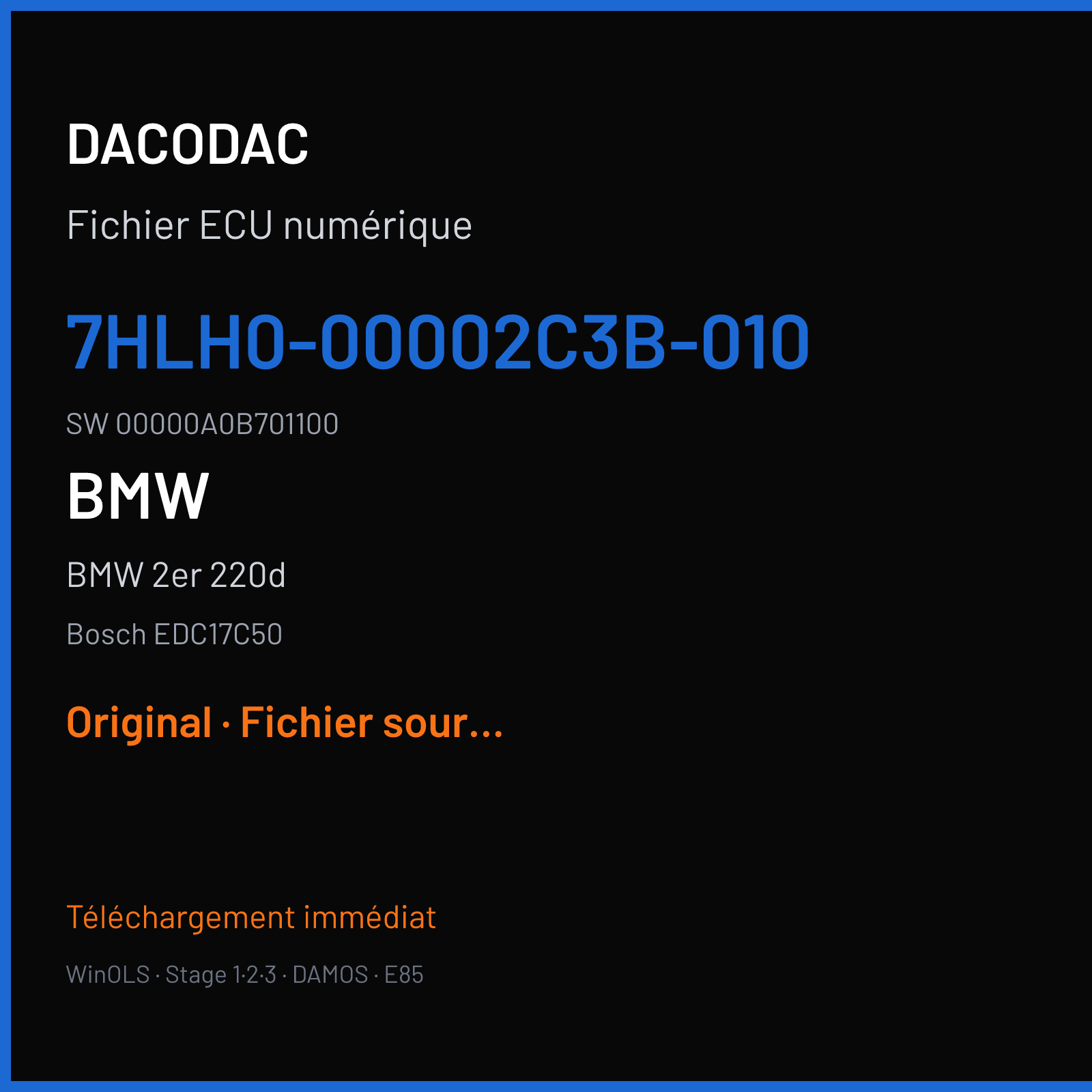 BMW 2er 220d (2015) — Bosch EDC17C50 — 7HLH0-00002C3B-010 · 00000A0B701100 — Original