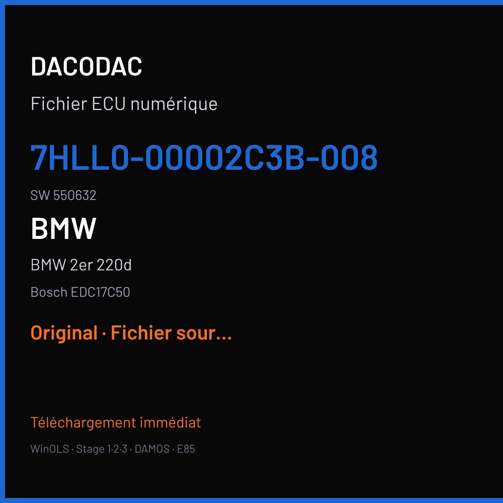 BMW 2er 220d (2014) — Bosch EDC17C50 — 7HLL0-00002C3B-008 · 550632 — Original