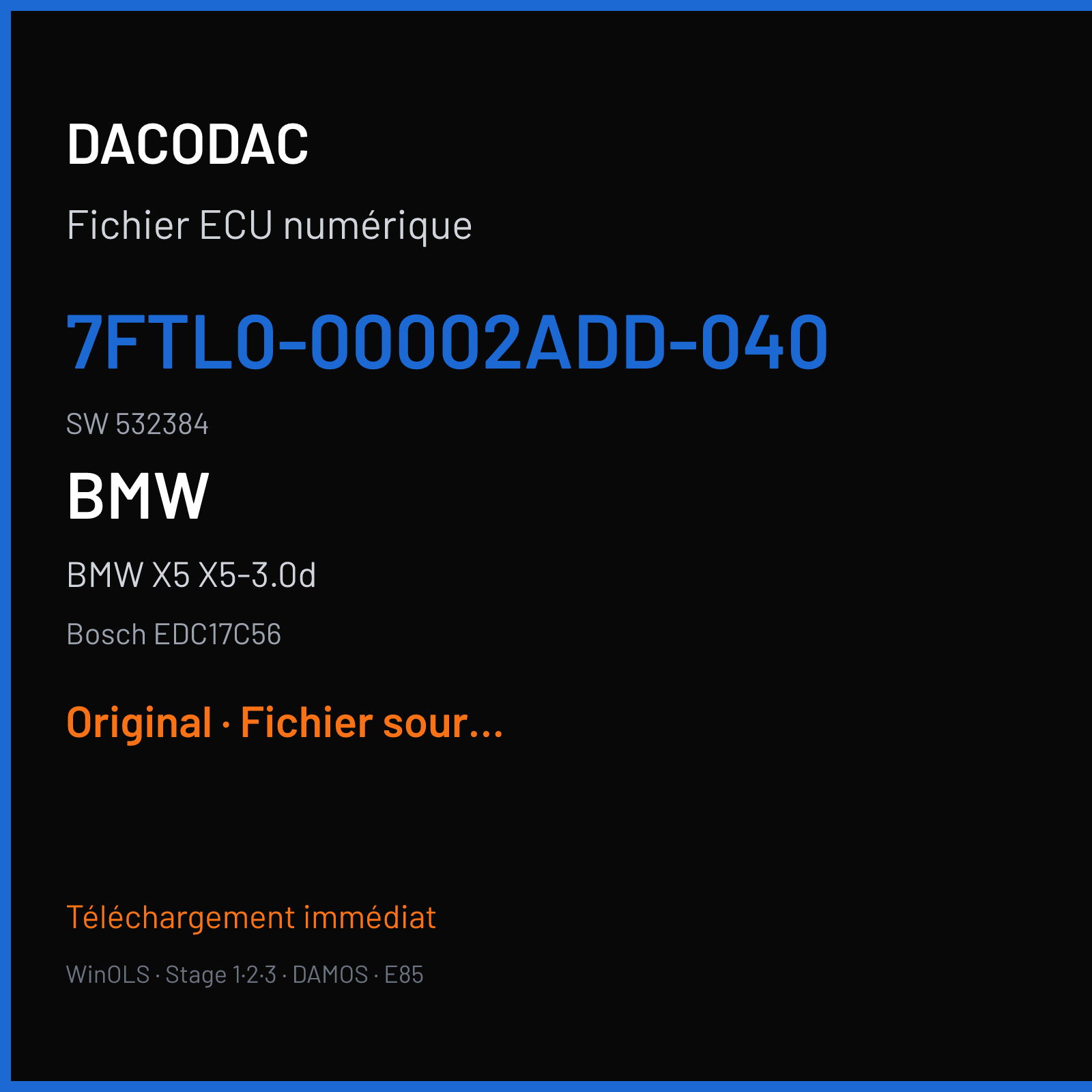 BMW X5 X5-3.0d (2014) — Bosch EDC17C56 — 7FTL0-00002ADD-040 · 532384 — Original