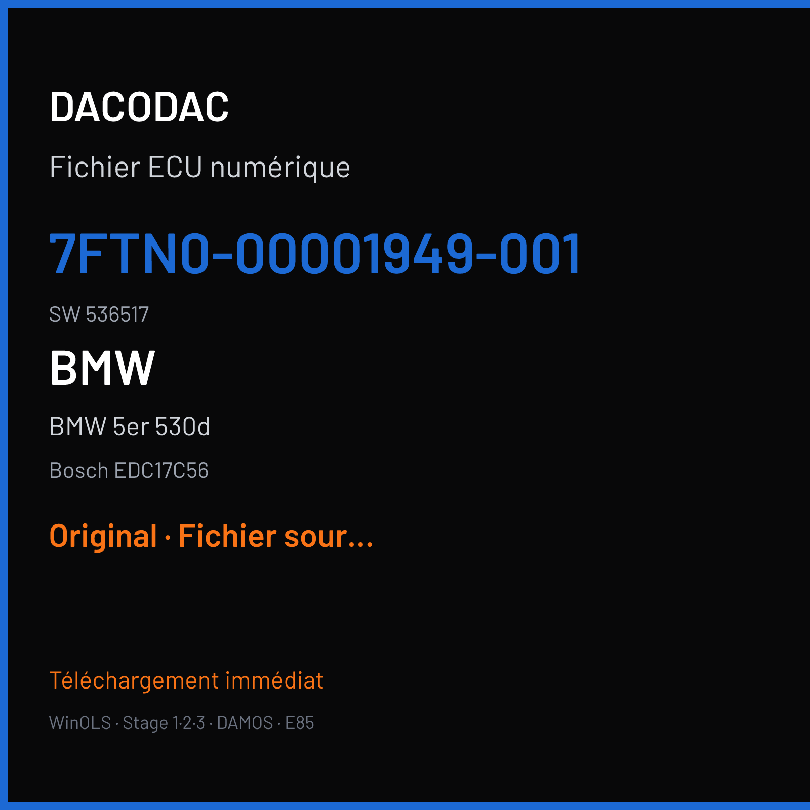 BMW 5er 530d (2013) — Bosch EDC17C56 — 7FTN0-00001949-001 · 536517 — Original