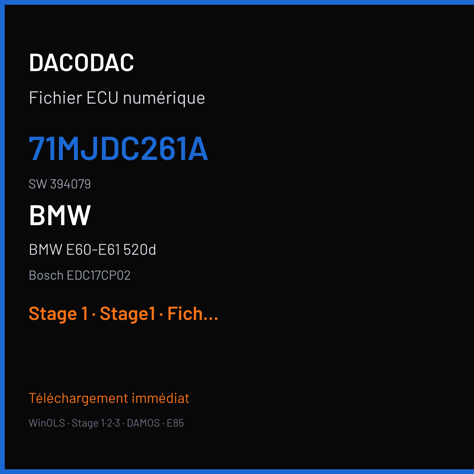 BMW E60-E61 520d (2008) — Bosch EDC17CP02 — 71MJDC261A · 394079 — Stage 1