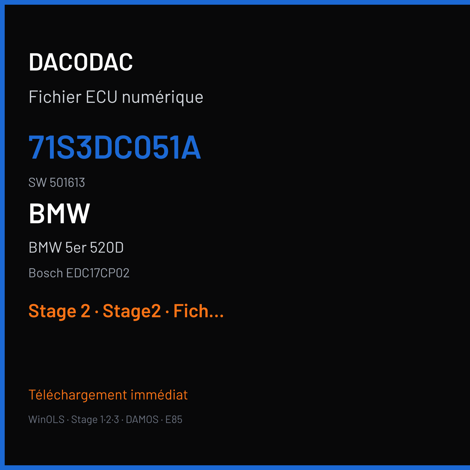 BMW 5er 520D (2009) — Bosch EDC17CP02 — 71S3DC051A · 501613 — Stage 2